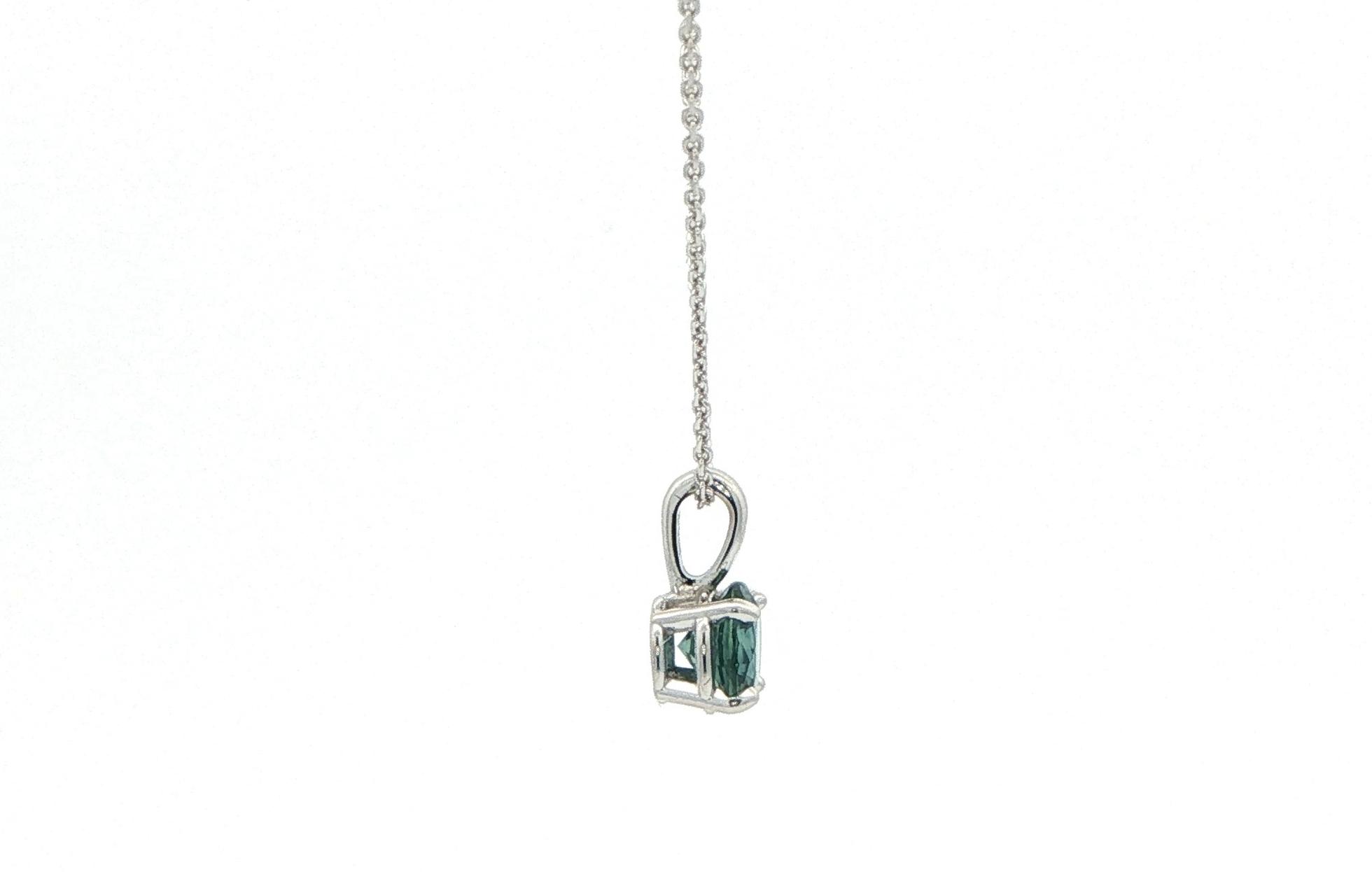 Peacock Blue Montana Sapphire Pendant Necklace in White Gold (0.91cts) side