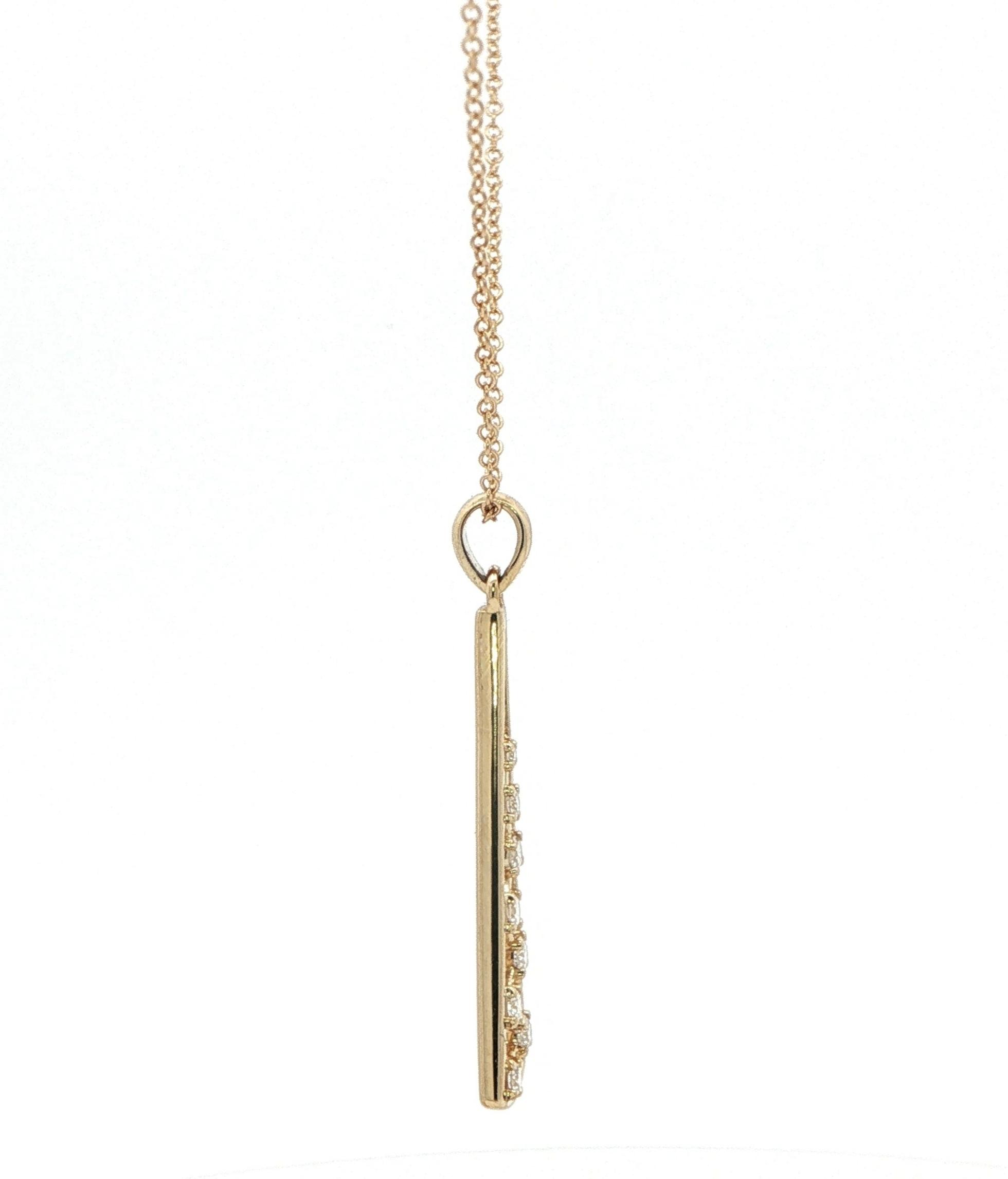 Open Tapered Diamond Pendant Necklace in Yellow Gold (0.24cts TWT) side