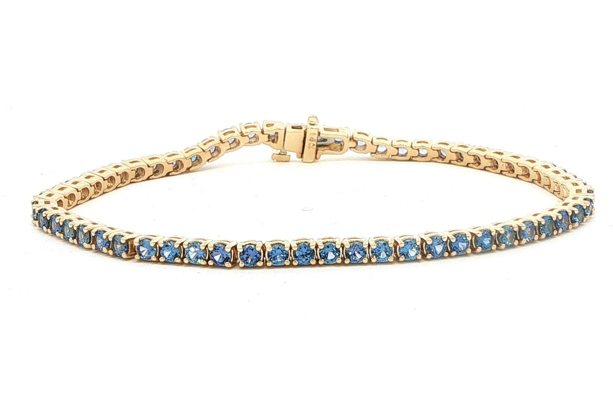 Montana Yogo Sapphire Tennis Bracelet in Yellow Gold (3.84cts TWT)
