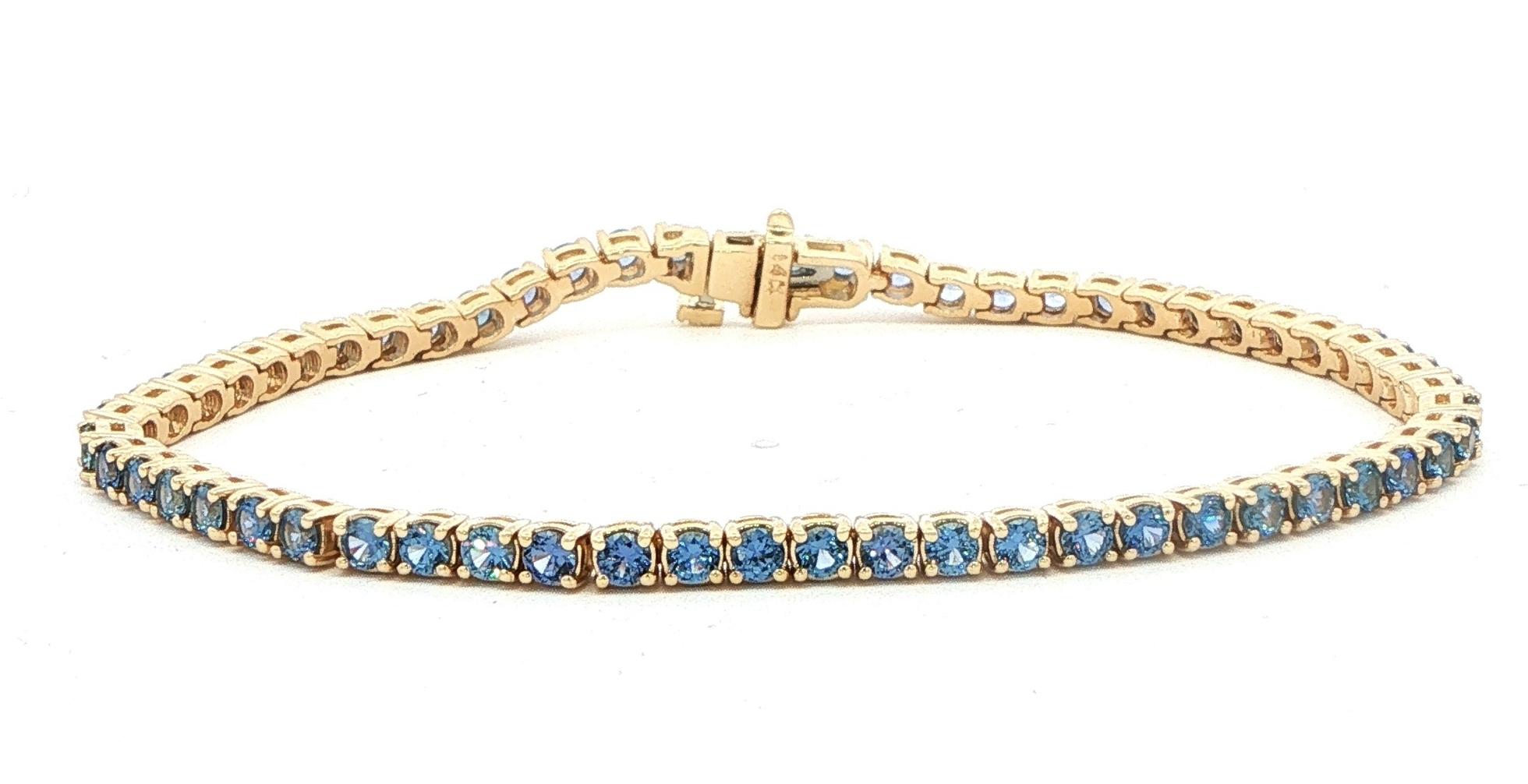 Montana Yogo Sapphire Tennis Bracelet in Yellow Gold (3.84cts TWT)