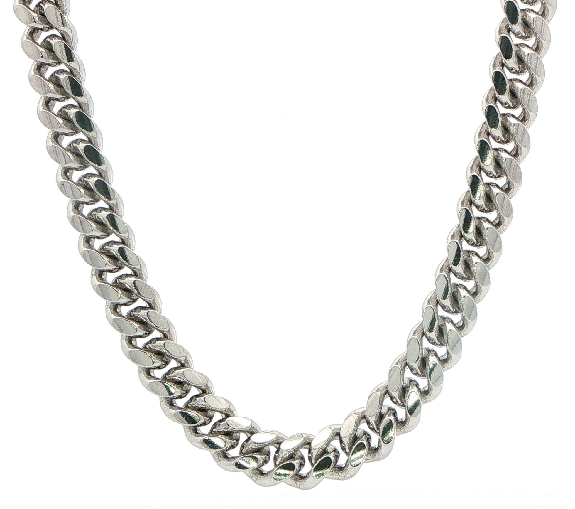 Classic Cuban Link Chain Necklace in Sterling Silver (7mm)