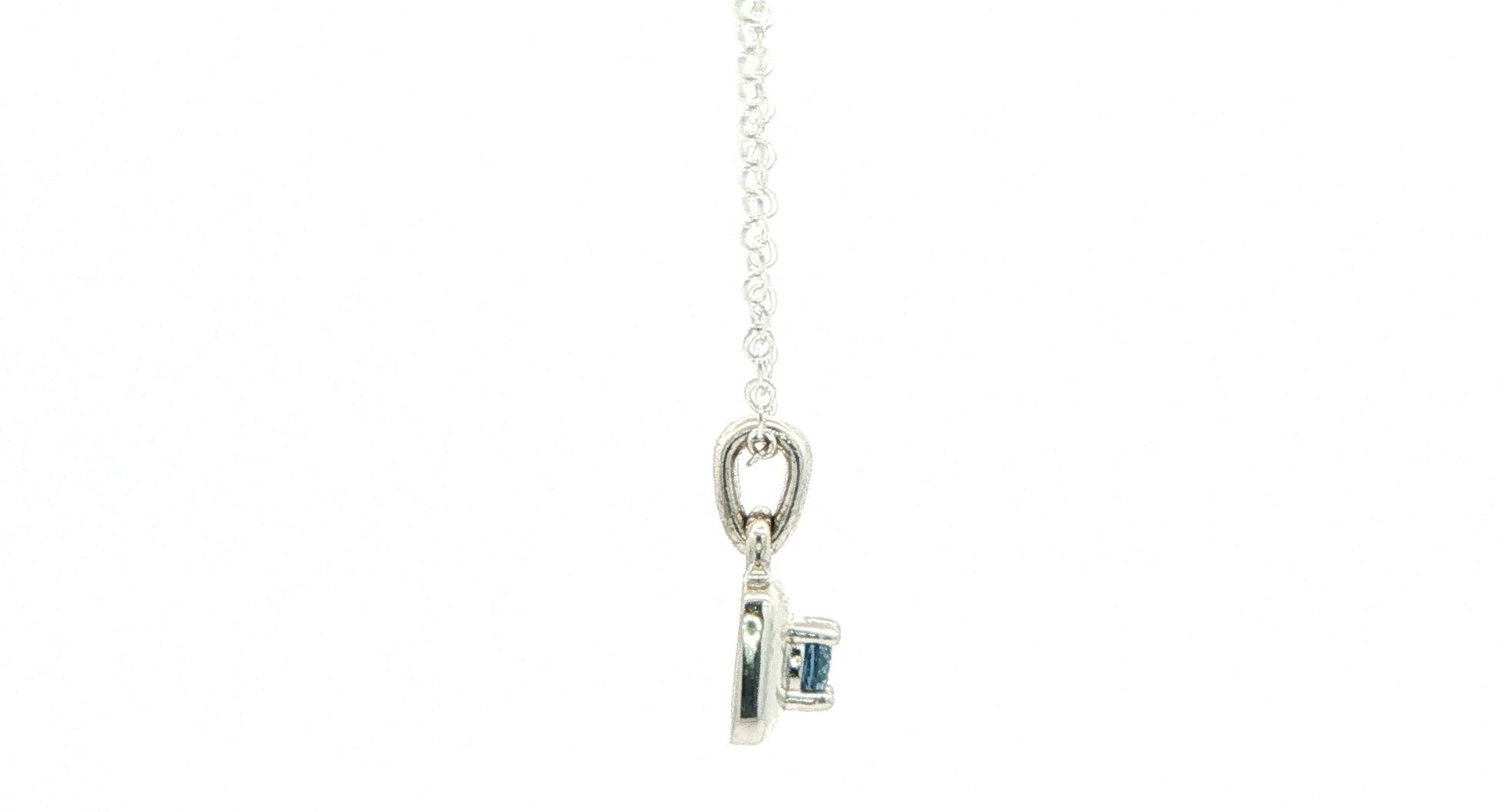 Montana Yogo Sapphire Square Pendant Necklace in Sterling Silver (0.11cts) side