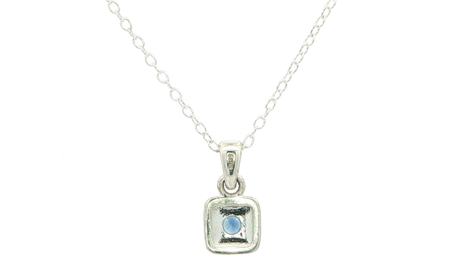 Montana Yogo Sapphire Square Pendant Necklace in Sterling Silver (0.11cts) back