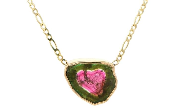 content/products/Bezel-set Watermelon Tourmaline Slice Necklace in Yellow Gold (10.48cts)