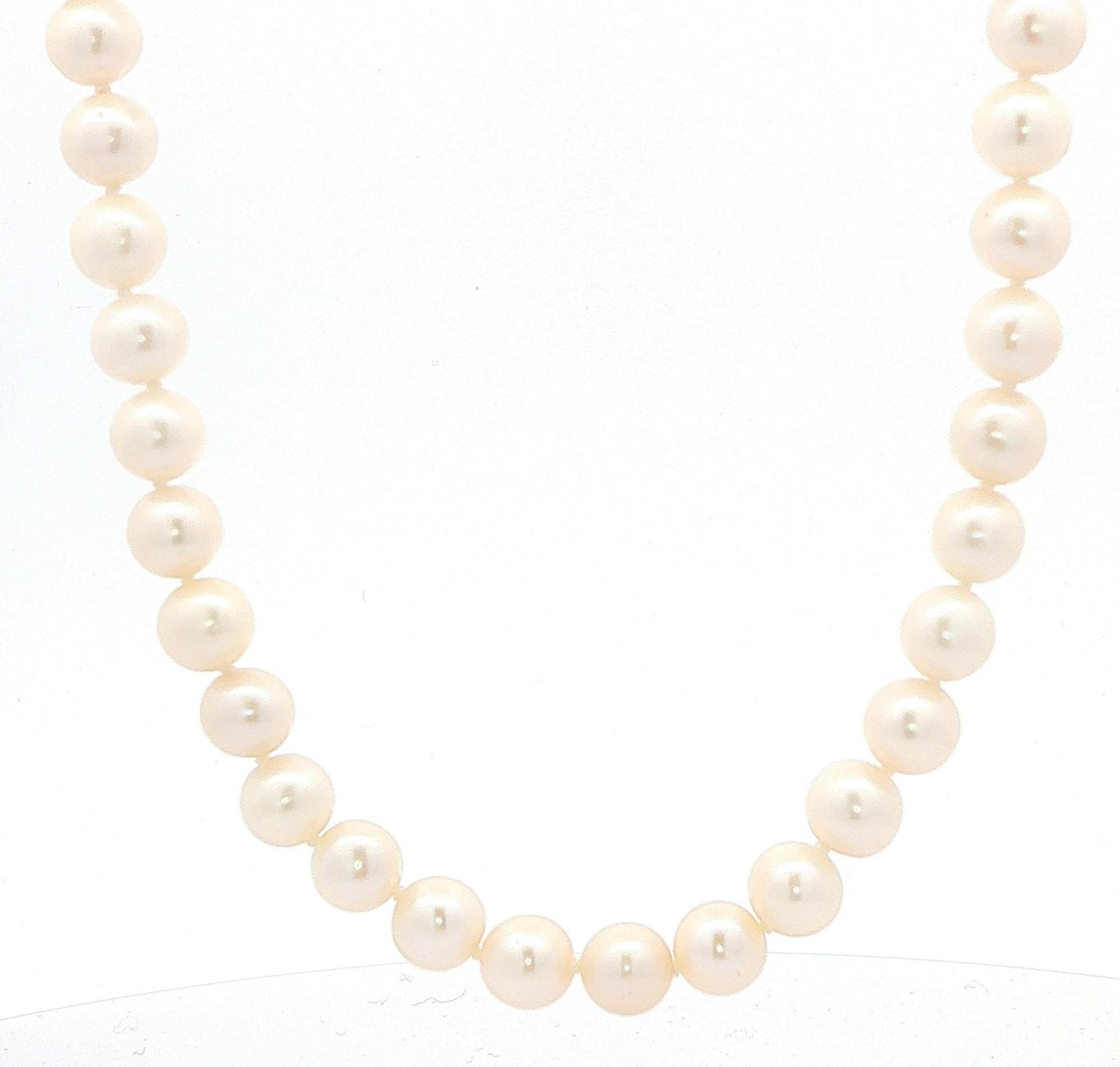 Estate Piece: Classic White Pearl Strand Necklace with Yellow Gold Clasp (7.00-7.50 mm)