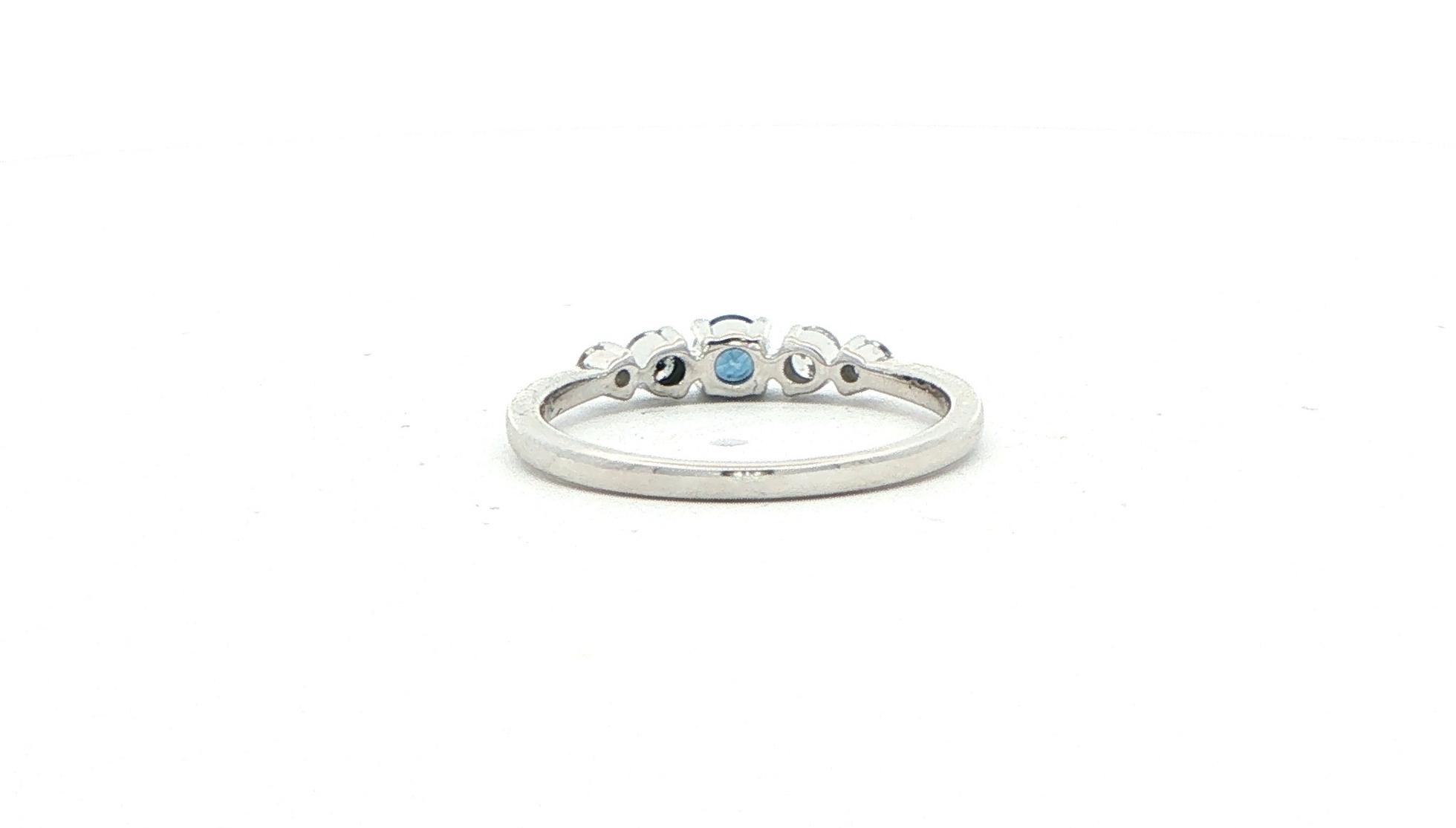 Five-Stone Montana Yogo Sapphire and Diamond Ring in White Gold (0.46cts TWT) back