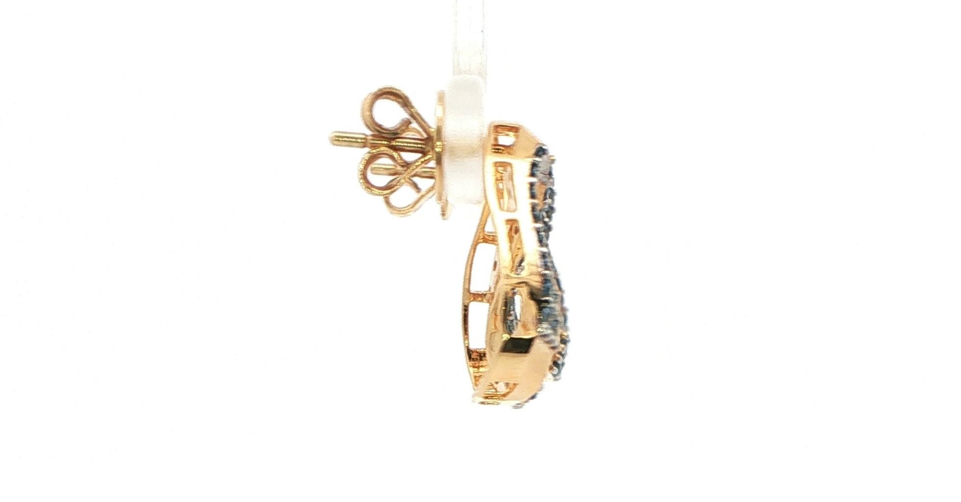 Open Triangle Montana Yogo Sapphire Stud Earrings in Yellow Gold (1.77cts TWT) side