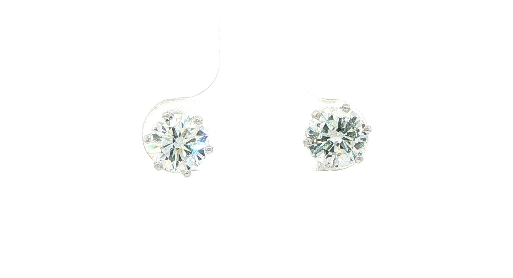 Estate Piece: Diamond Stud Earrings in 6-Prong Settings in White Gold (2.00cts TWT)