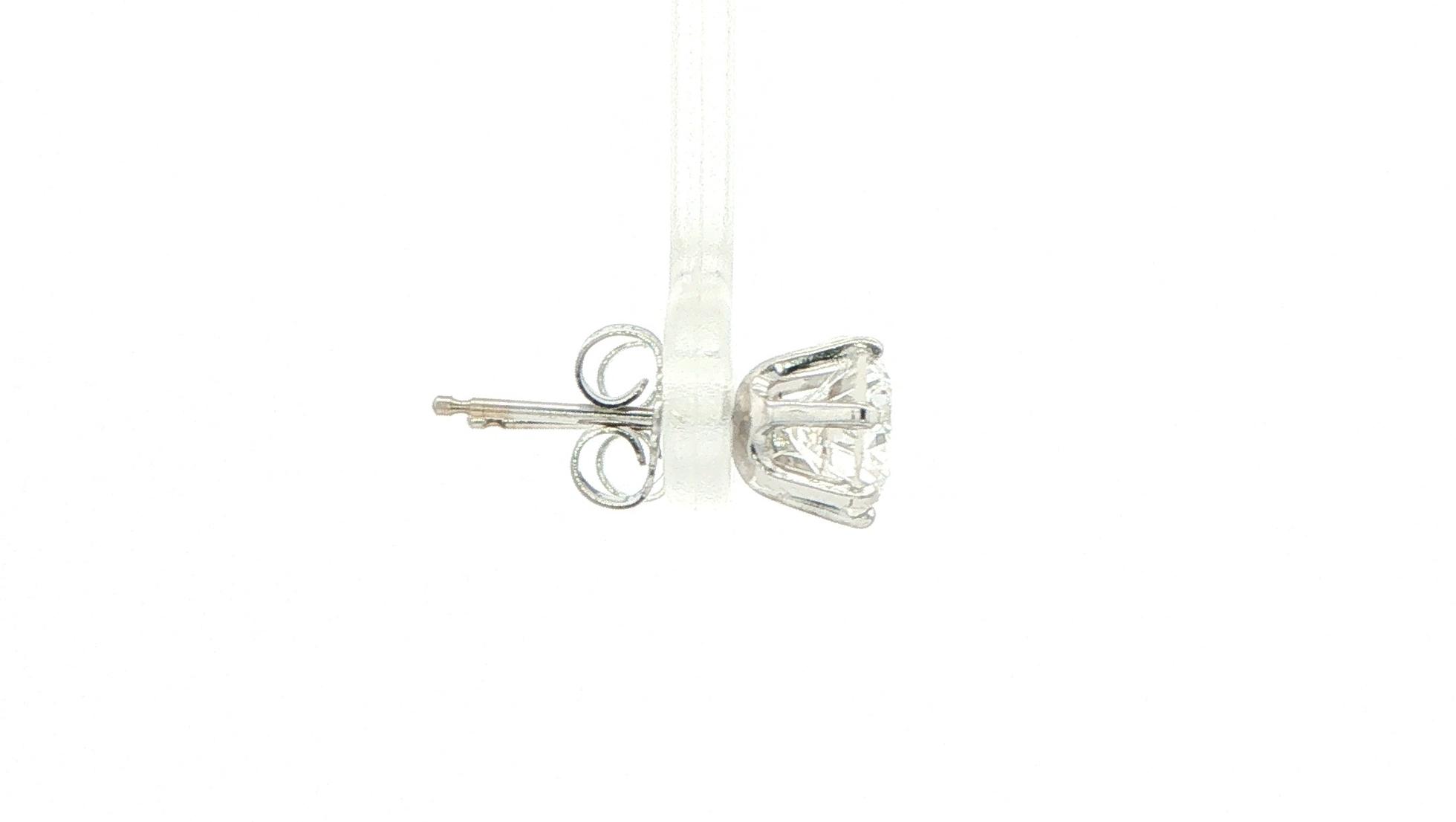 Estate Piece: Diamond Stud Earrings in 6-Prong Settings in White Gold (2.00cts TWT) side
