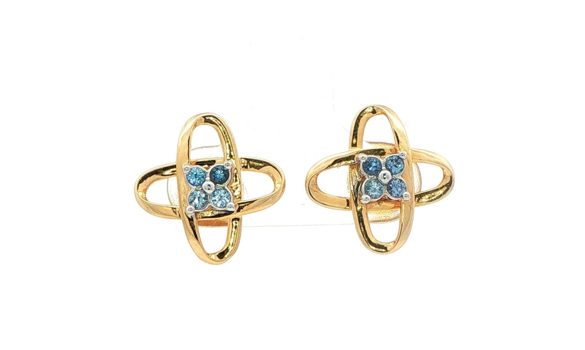Orbit 4-Stone Montana Yogo Sapphire Cluster Stud Earrings in Yellow Gold (0.32cts TWT)