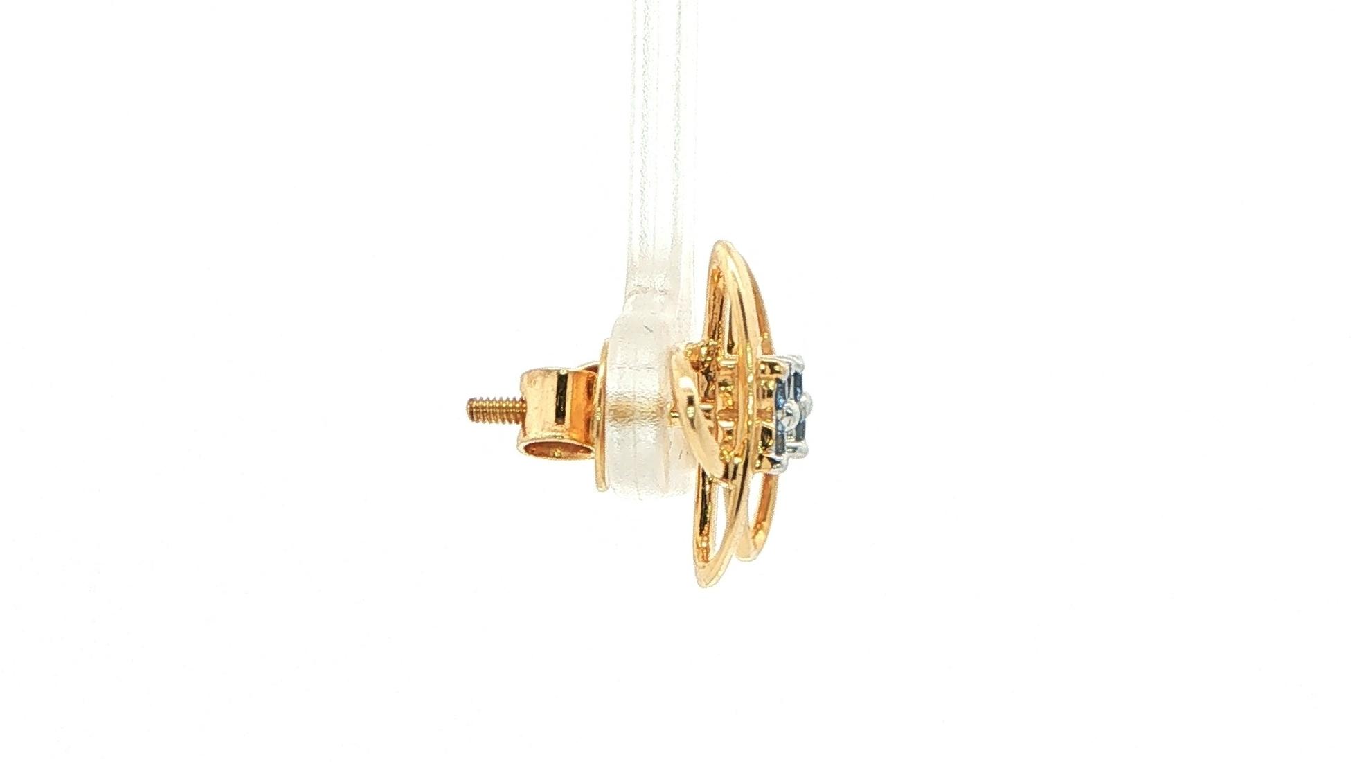Orbit 4-Stone Montana Yogo Sapphire Cluster Stud Earrings in Yellow Gold (0.32cts TWT) side