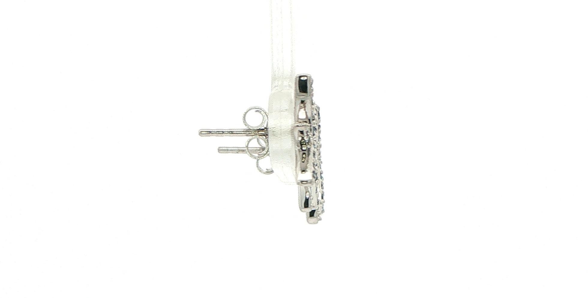 Pave Montana Yogo Sapphire Starburst Stud Earrings in White Gold (0.73cts TWT) side