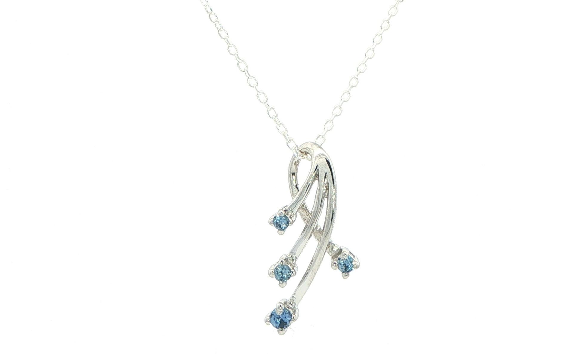 Sweeping 4-Stone Montana Yogo Sapphire Pendant Necklace in Sterling Silver (0.13cts TWT)