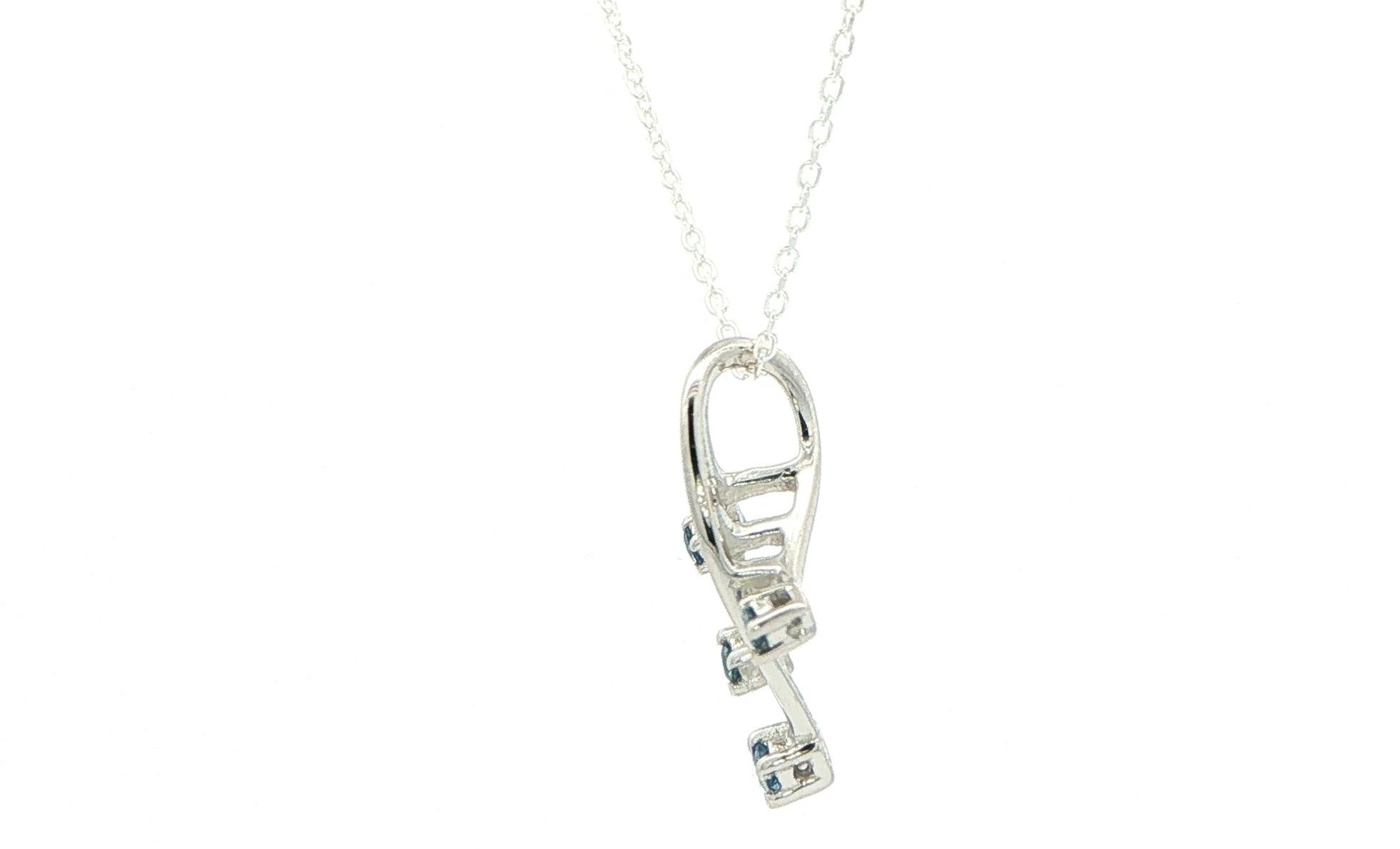Sweeping 4-Stone Montana Yogo Sapphire Pendant Necklace in Sterling Silver (0.13cts TWT) side