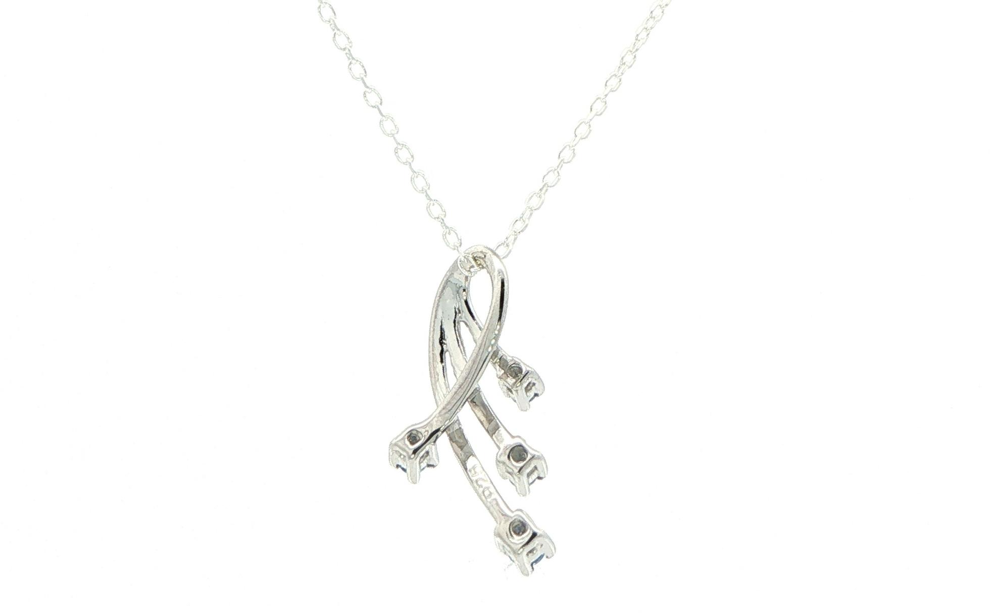 Sweeping 4-Stone Montana Yogo Sapphire Pendant Necklace in Sterling Silver (0.13cts TWT) back