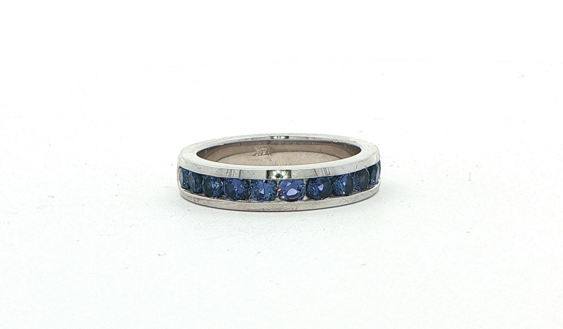 Channel-set Huckleberry Sapphire Ring in White Gold (1.22cts TWT)