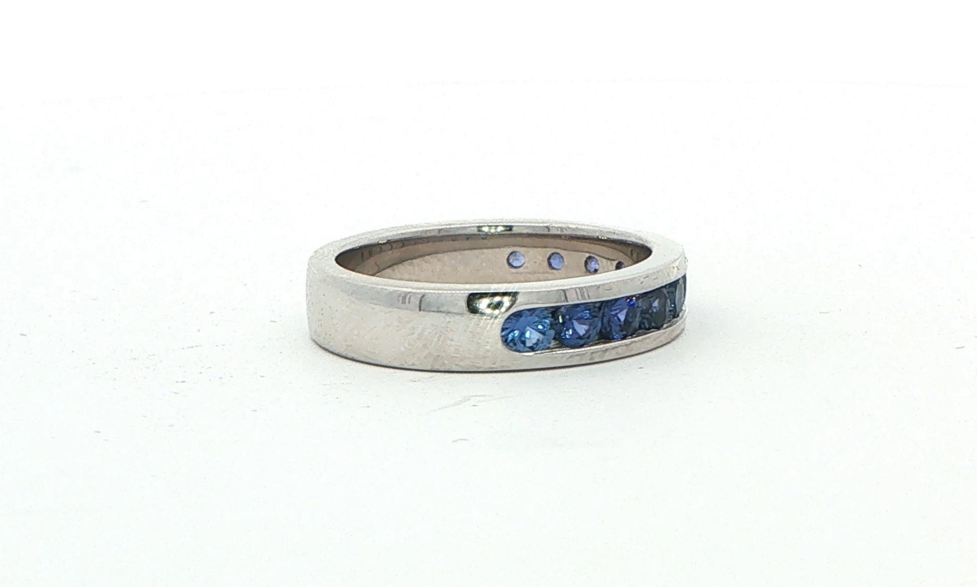 Channel-set Huckleberry Sapphire Ring in White Gold (1.22cts TWT) side