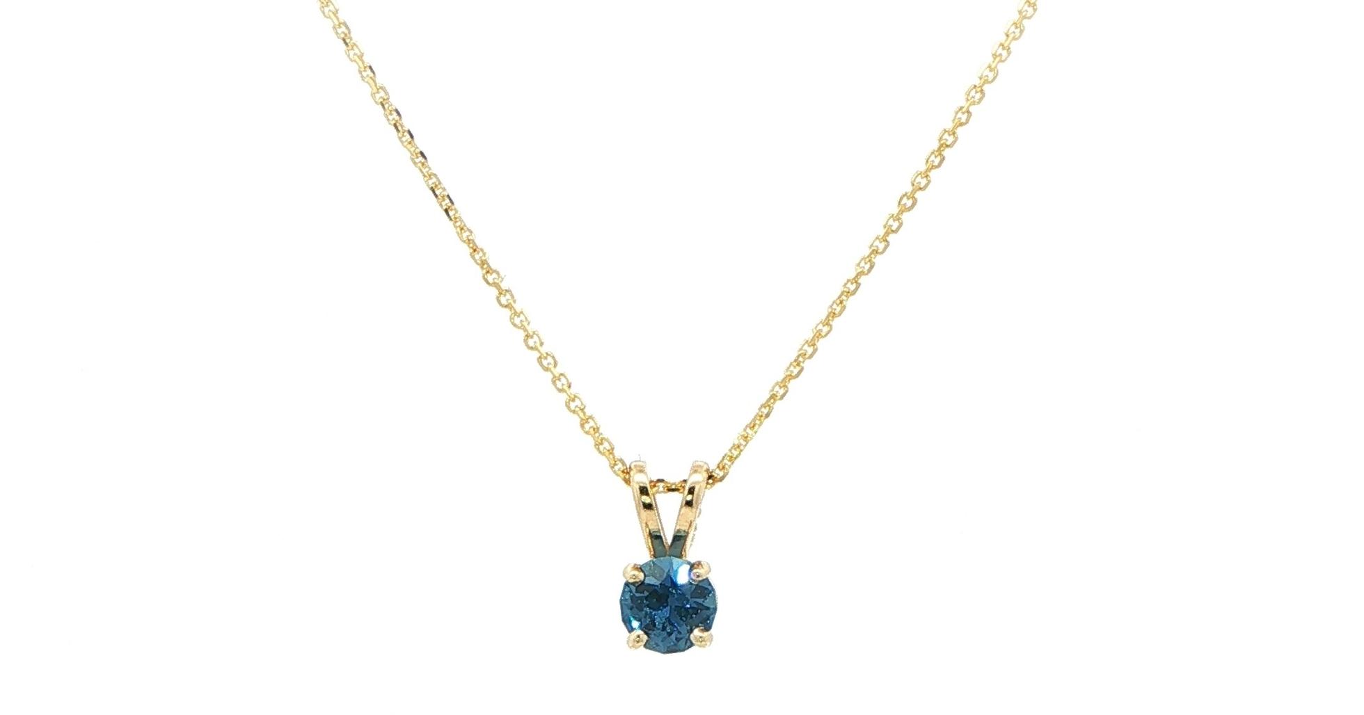 Montana Yogo Sapphire Solitaire Pendant Necklace in Yellow Gold (0.44cts TWT)