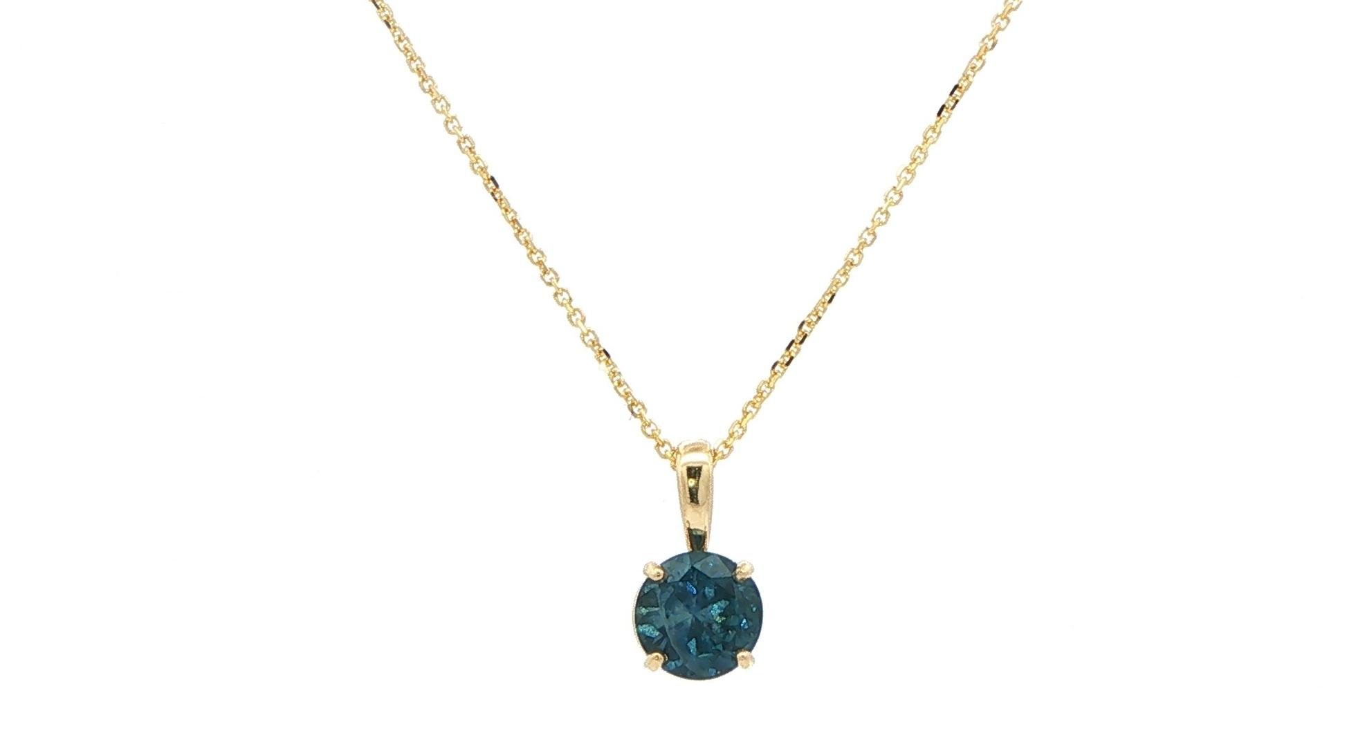 Montana Sapphire Solitaire Pendant Necklace in Yellow Gold (1.12cts)