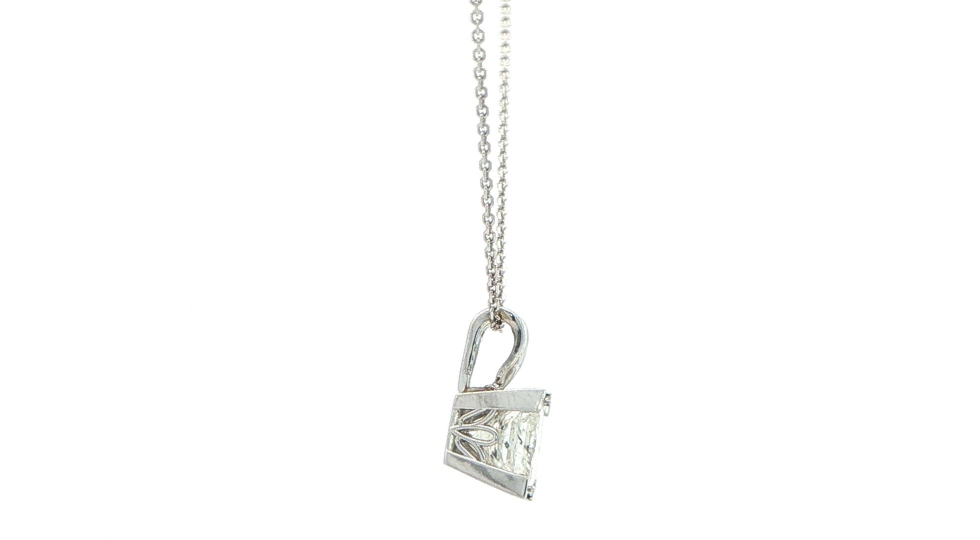 Princess Cut Diamond Solitaire Pendant in White Gold (1.47cts) side