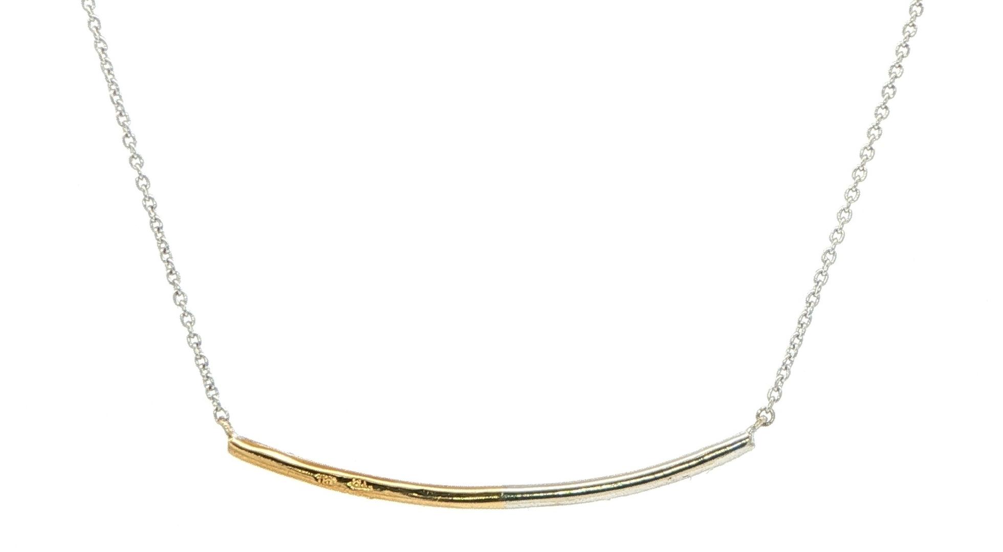 Estate Piece: Diamond Curved Bar Chain Necklace in Two-tone White and Yellow Gold (0.10cts TWT) back