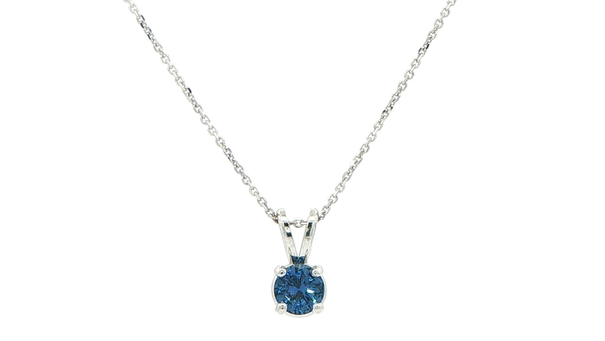 Montana Yogo Sapphire Solitaire Pendant Necklace in White Gold (0.42ct)