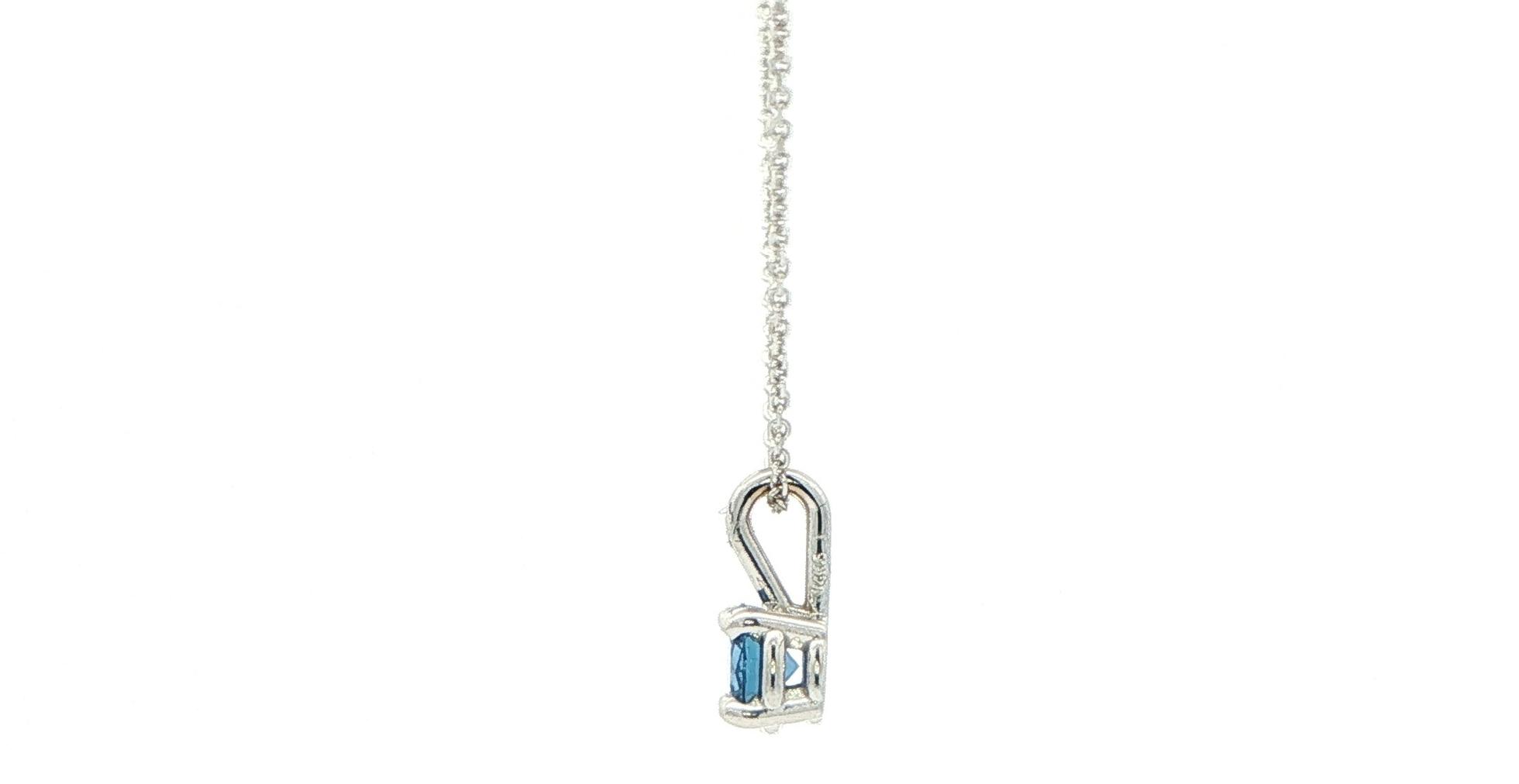 Montana Yogo Sapphire Solitaire Pendant Necklace in White Gold (0.42ct) side