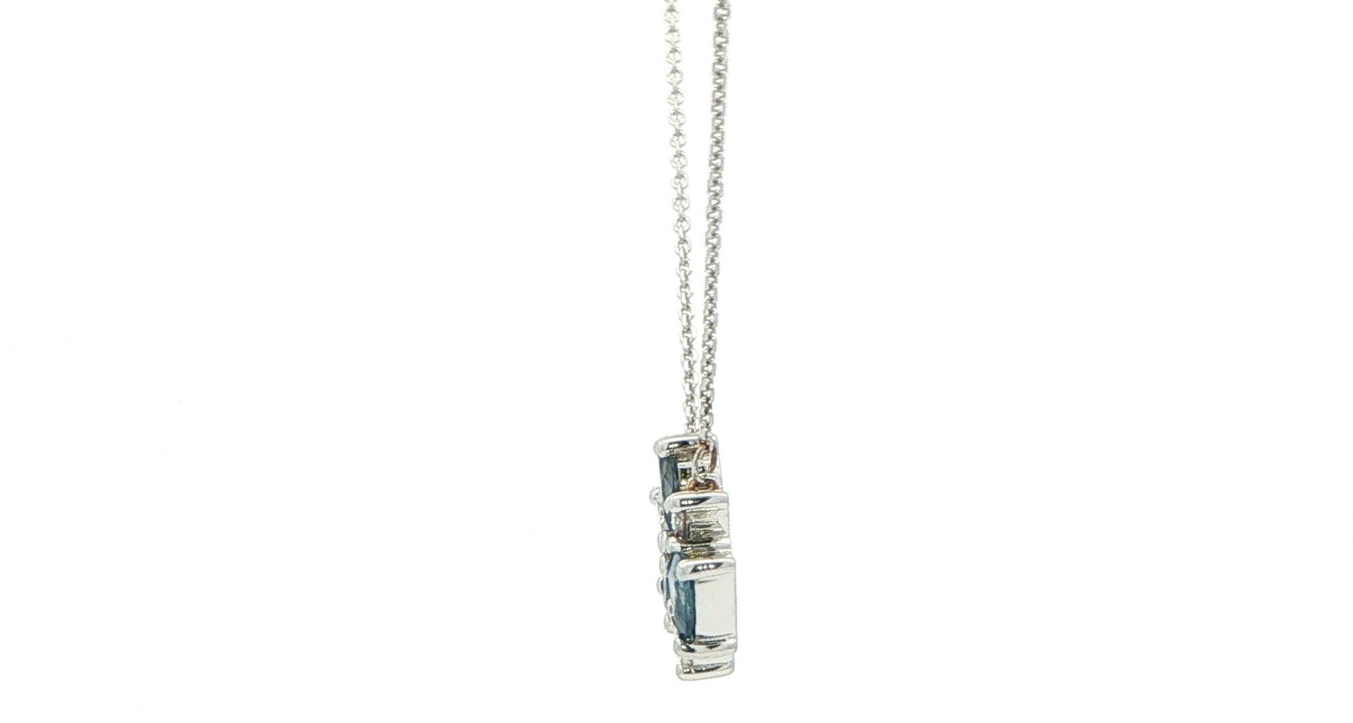 Deep Blue Montana Sapphire Floral Cluster Pendant in White Gold (1.04cts TWT) side