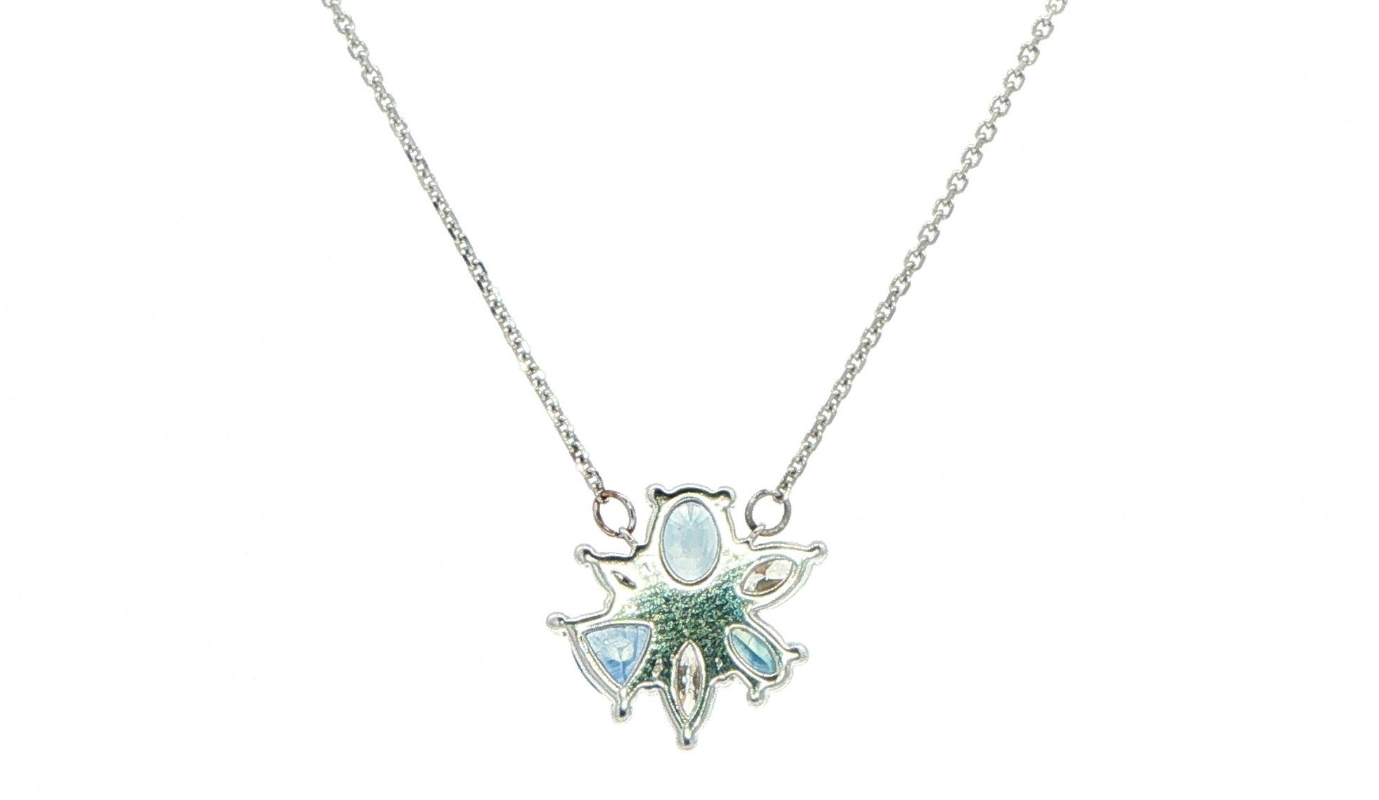 Deep Blue Montana Sapphire Floral Cluster Pendant in White Gold (1.04cts TWT) back