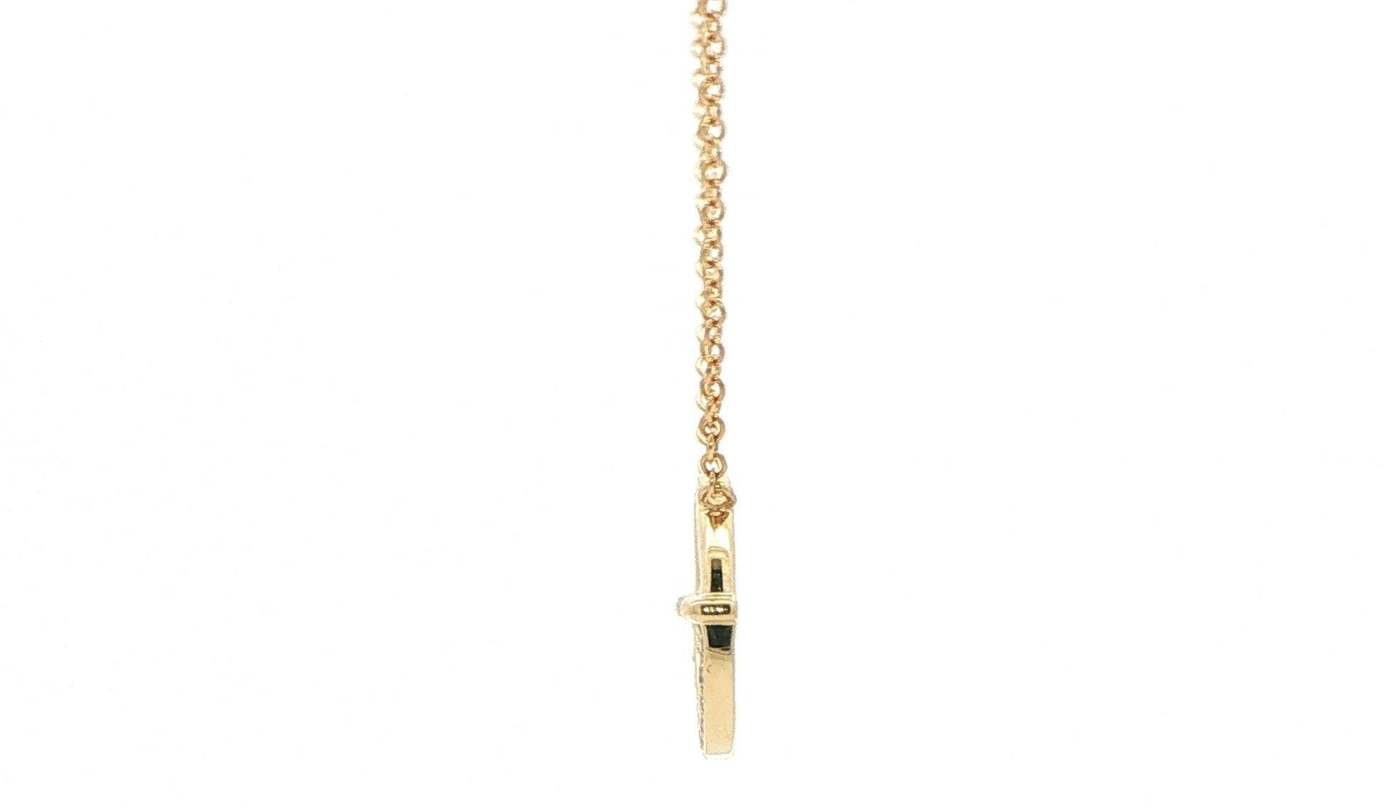 Half Diamond Open Circle Charm Necklace in Yellow Gold (0.06cts TWT) side