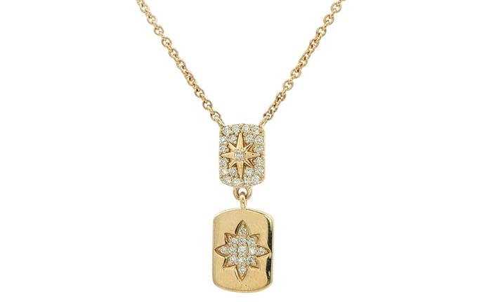 content/products/Diamond Star Motif Double Dog Tag Necklace in Yellow Gold (0.15cts TWT)