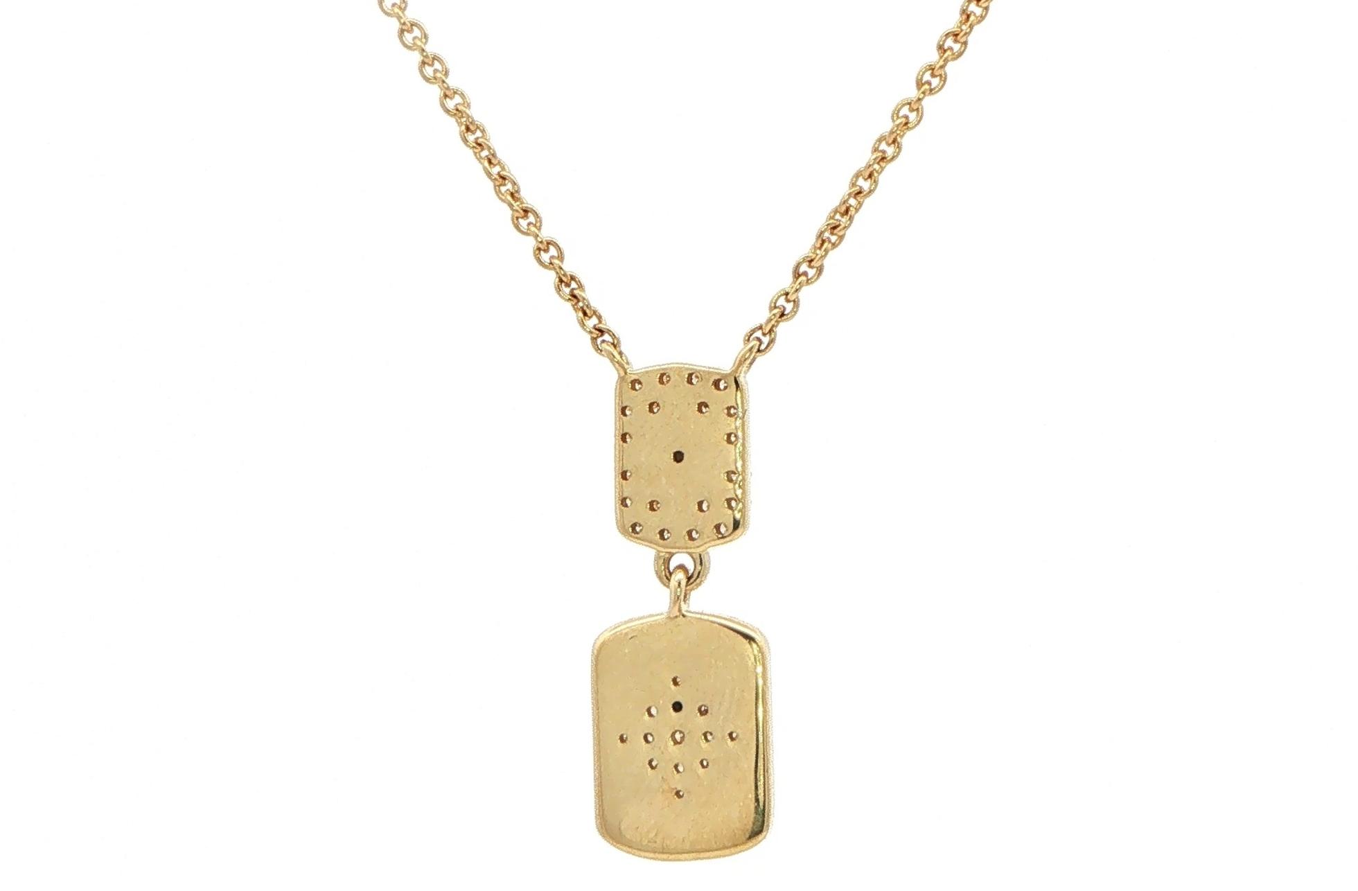 Diamond Star Motif Double Dog Tag Necklace in Yellow Gold (0.15cts TWT) back