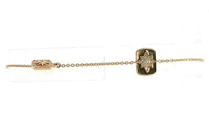 content/products/Diamond Star Motif Double Dog Tag Station Chain Bracelet in Yellow Gold (0.15cts TWT)