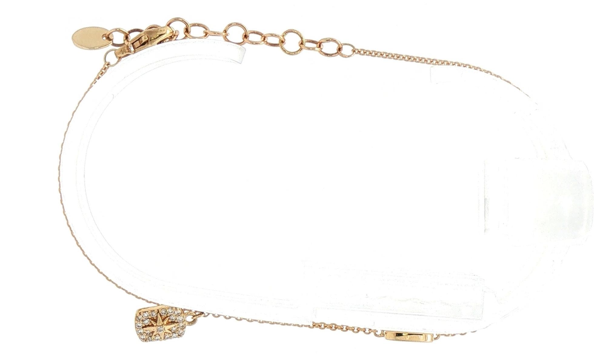Diamond Star Motif Double Dog Tag Station Chain Bracelet in Yellow Gold (0.15cts TWT) side