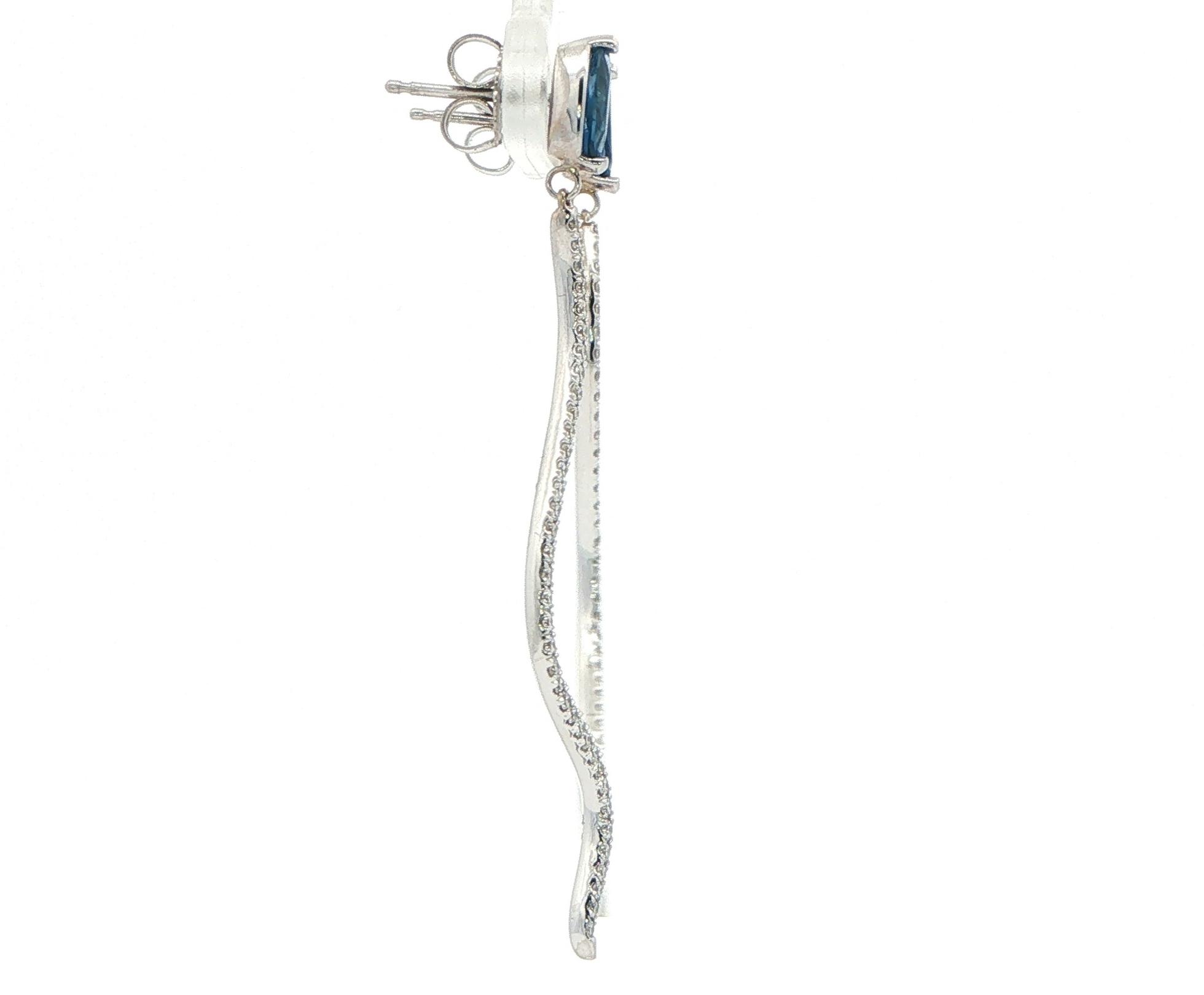 Montana Yogo Sapphire Marquise Snake Dangle Earrings in White Gold (1.18cts TWT) side
