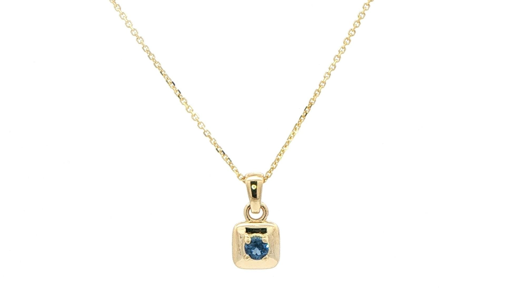 Montana Yogo Sapphire Square Pendant in Yellow Gold (0.10cts)