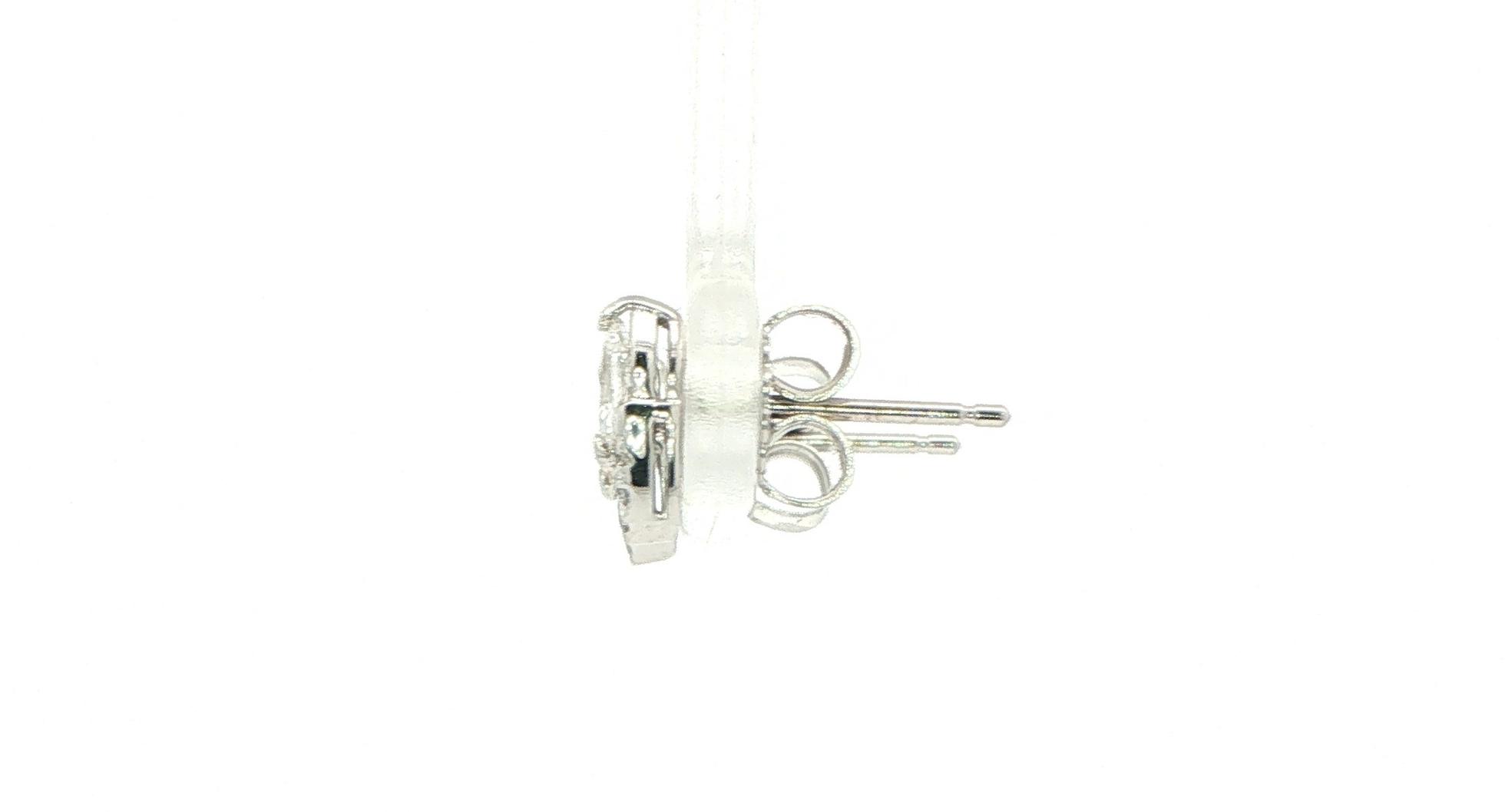 Marquise and Round Diamond Cluster Stud Earrings in White Gold (0.30cts TWT) side