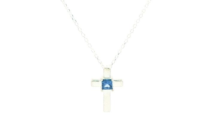 content/products/Princess-Cut Montana Yogo Sapphire Cross Pendant in Sterling Silver (0.15cts)