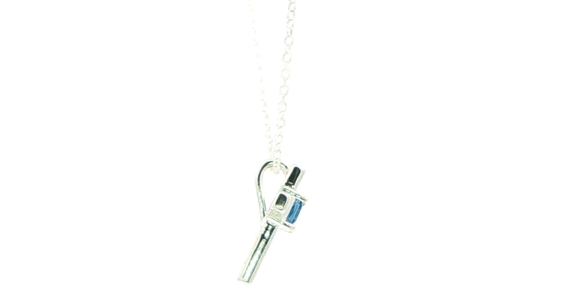 Princess-Cut Montana Yogo Sapphire Cross Pendant in Sterling Silver (0.15cts) side