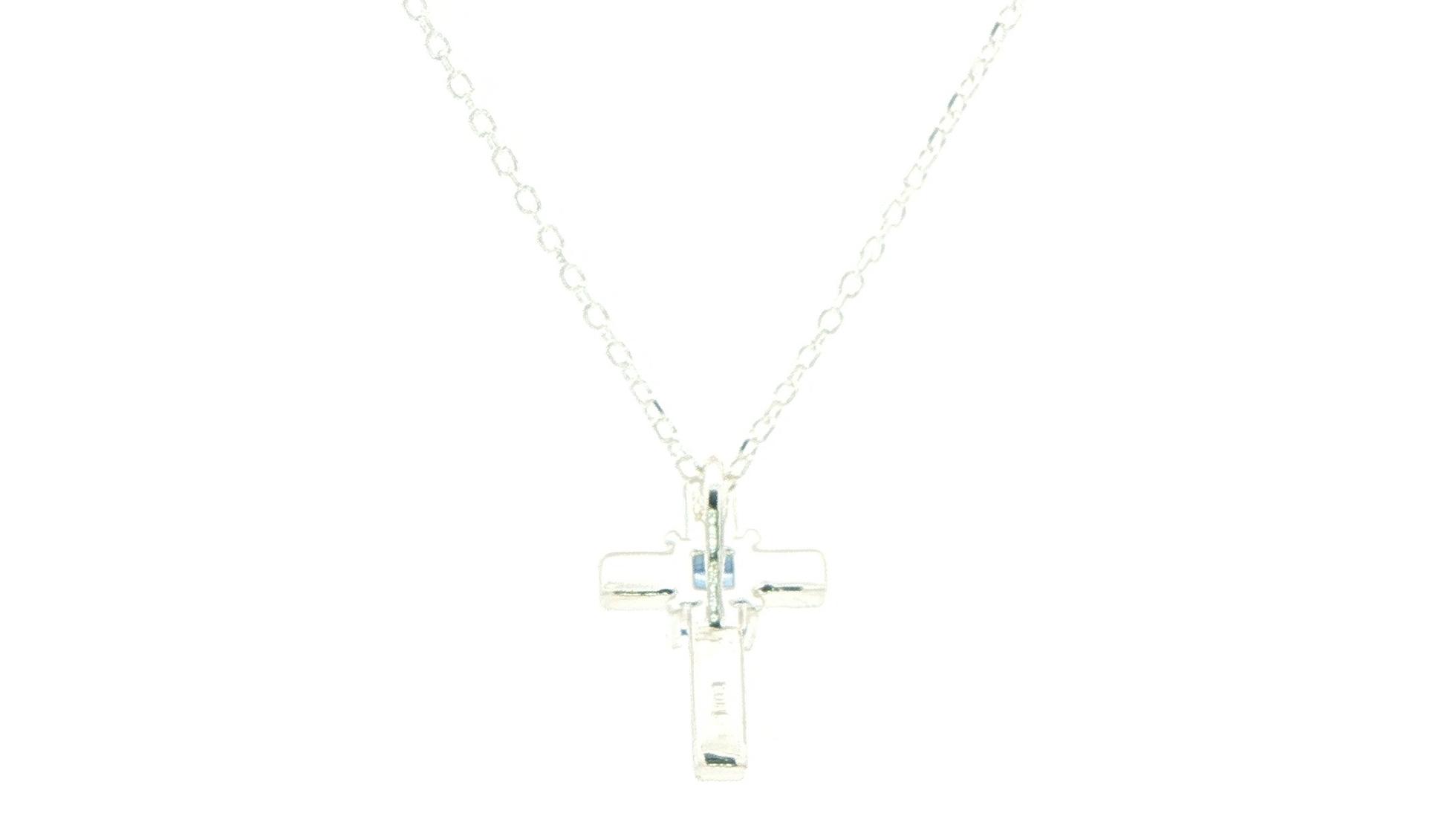 Princess-Cut Montana Yogo Sapphire Cross Pendant in Sterling Silver (0.15cts) back