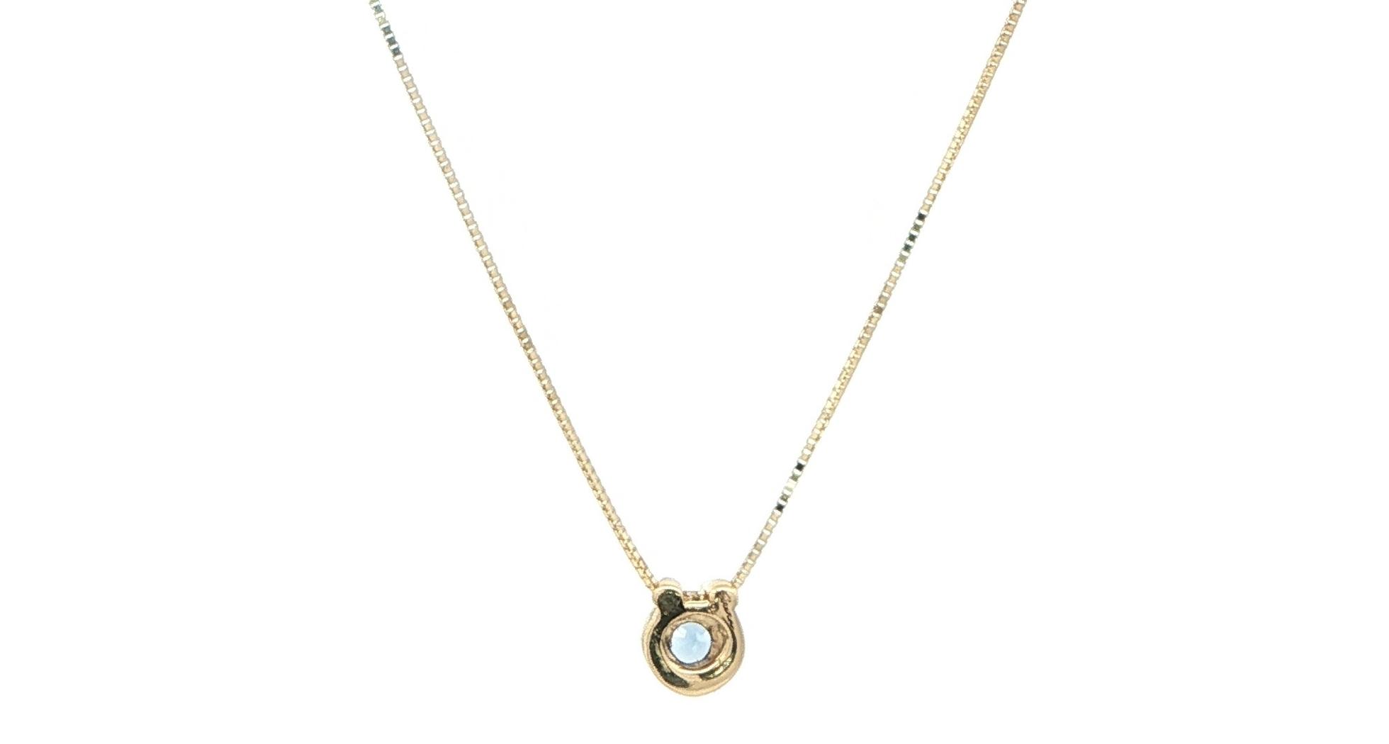 Bezel-set Montana Yogo Sapphire Solitaire Necklace in Yellow Gold (0.10cts) back