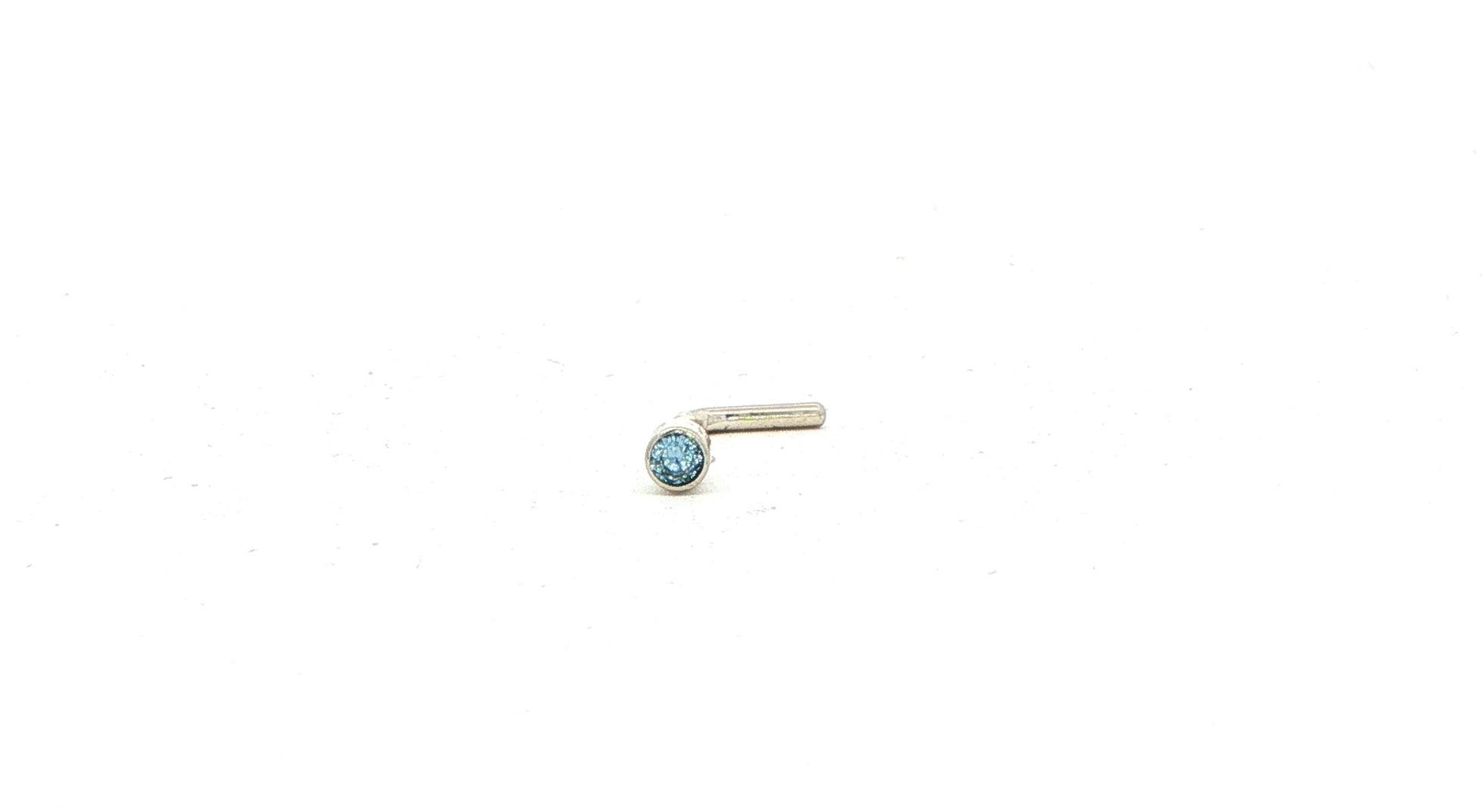 Bezel-Set Montana Yogo Sapphire L-Shaped Nose Stud in White Gold (0.03cts)