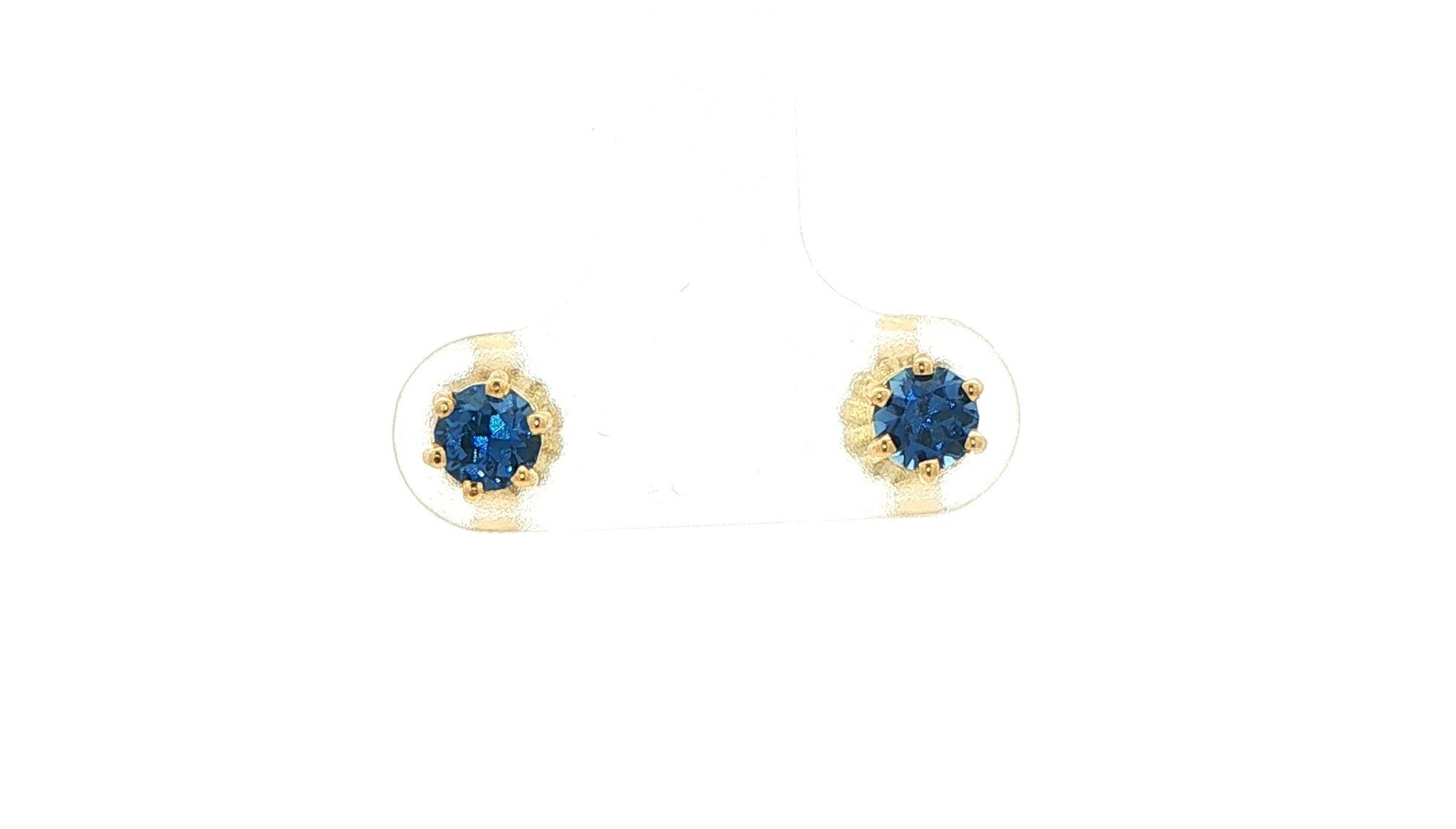 Estate Piece: Montana Yogo Sapphire Stud Earrings in 6-Prong Settings in Yellow Gold (0.68cts TWT)