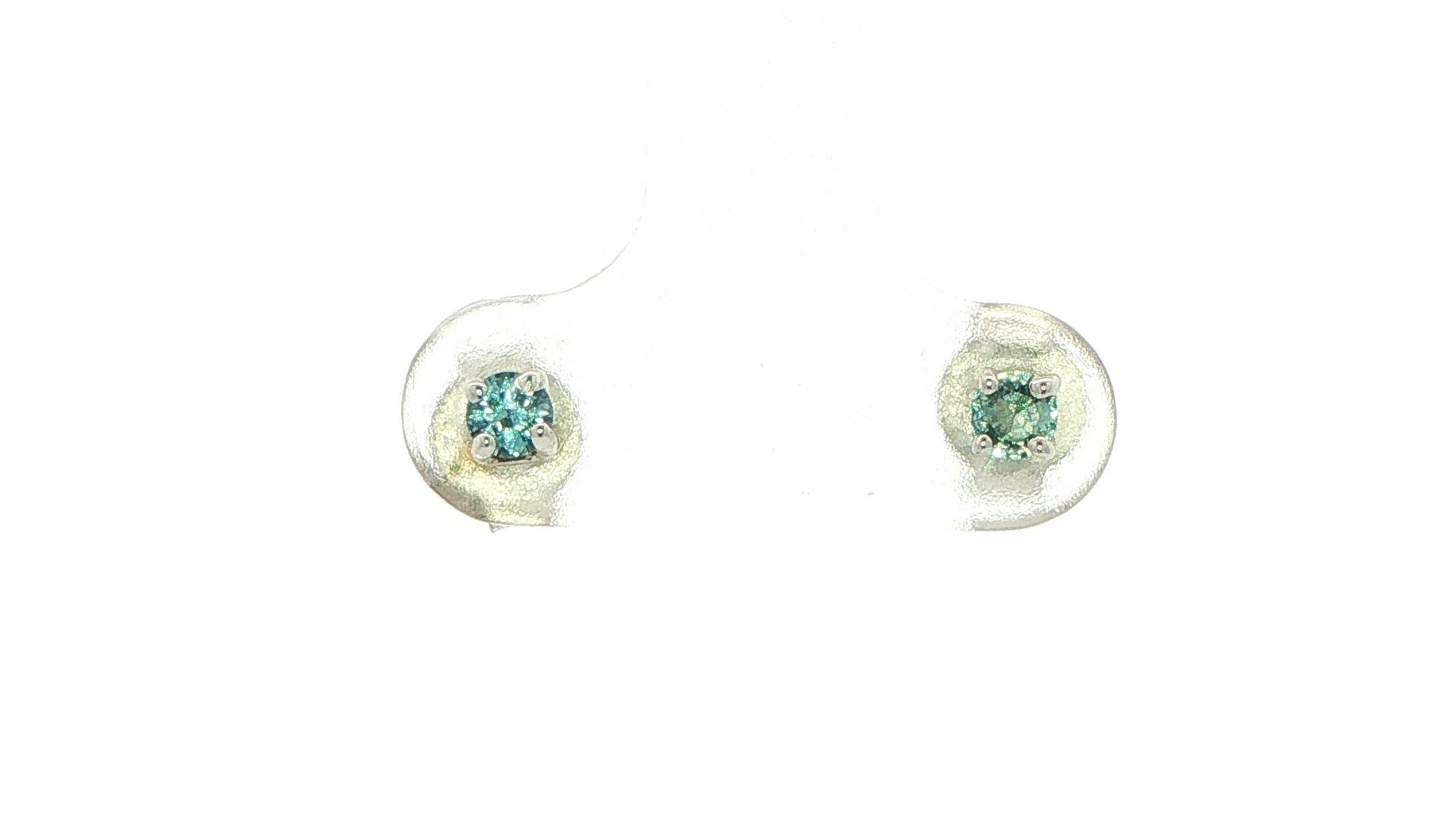 Blue-Green Montana Sapphire Stud Earrings in 4-Prong Setting in Sterling Silver (0.25cts TWT)