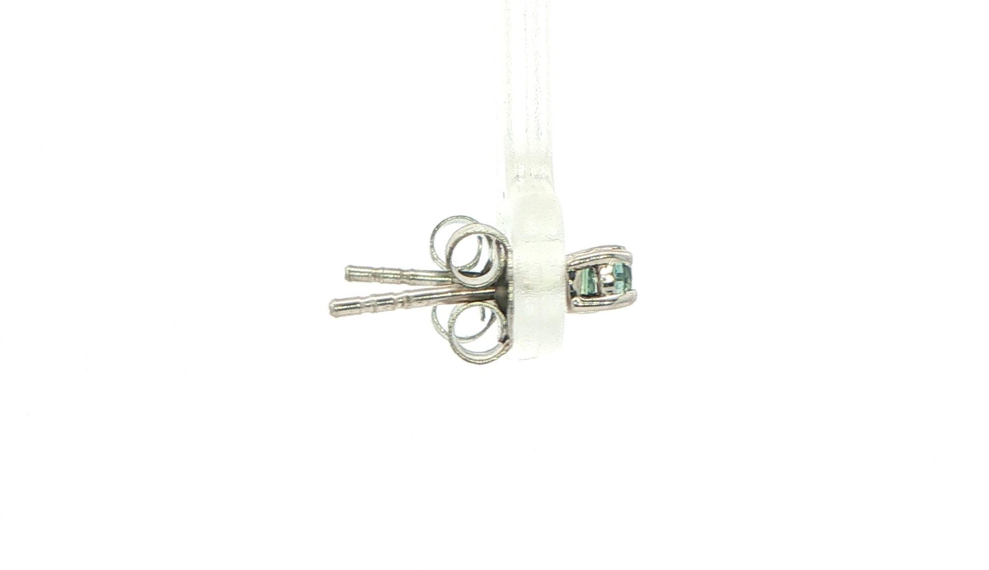 Blue-Green Montana Sapphire Stud Earrings in 4-Prong Setting in Sterling Silver (0.25cts TWT) side