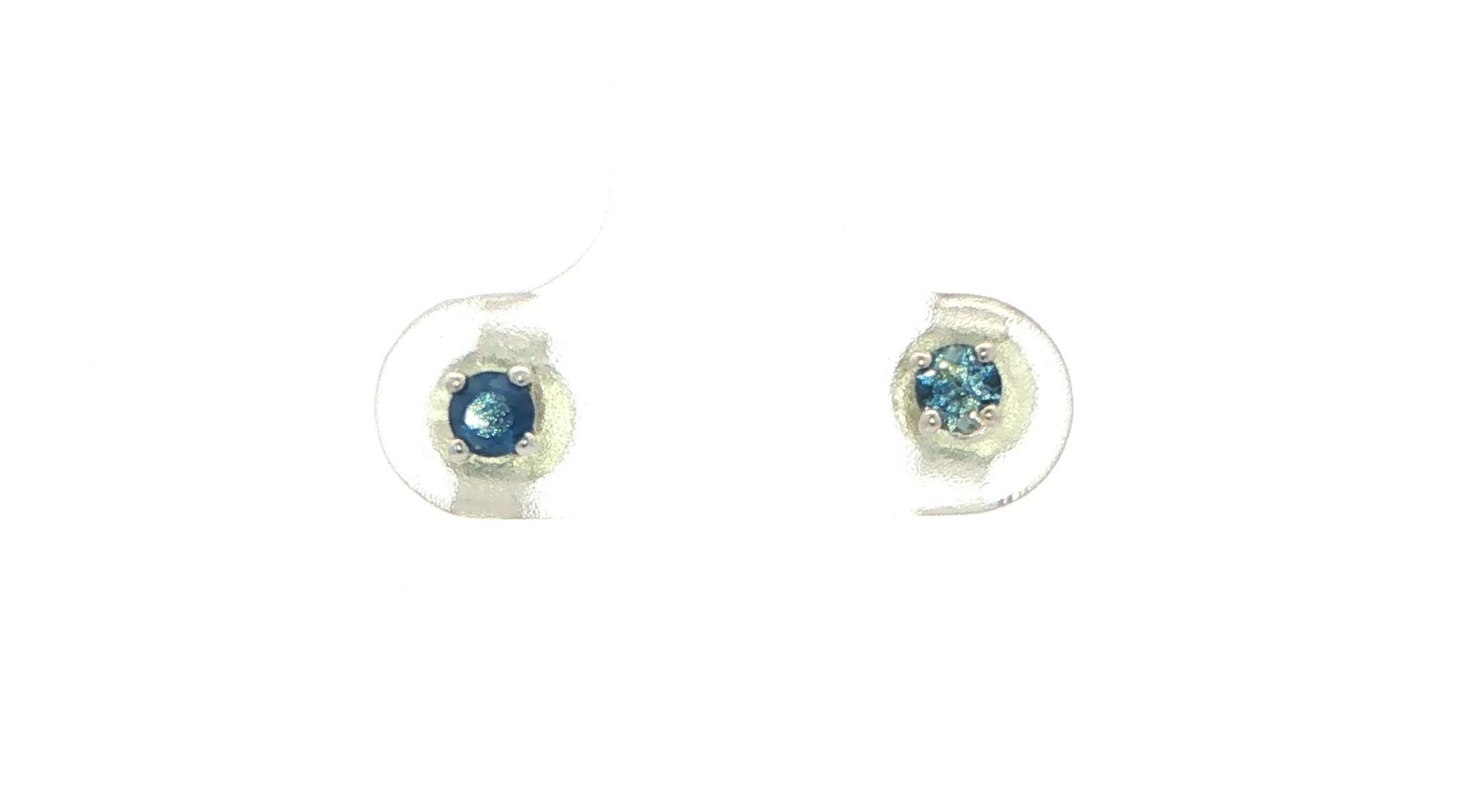 Blue Montana Sapphire Stud Earrings in 4-Prong Setting in Sterling Silver (0.25cts TWT)