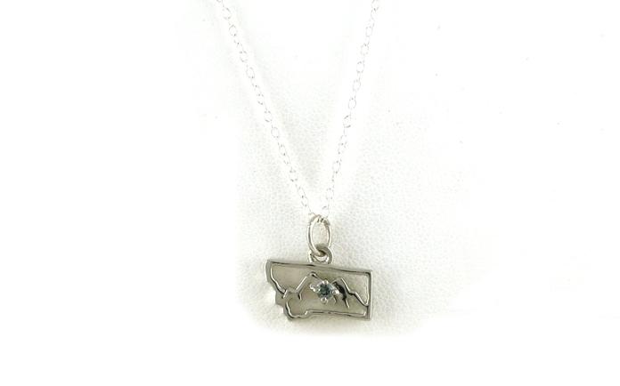 content/products/Small State of Montana Outline with Mountain Silhouette Montana Sapphire Necklace in Sterling Silver (0.03ct)
