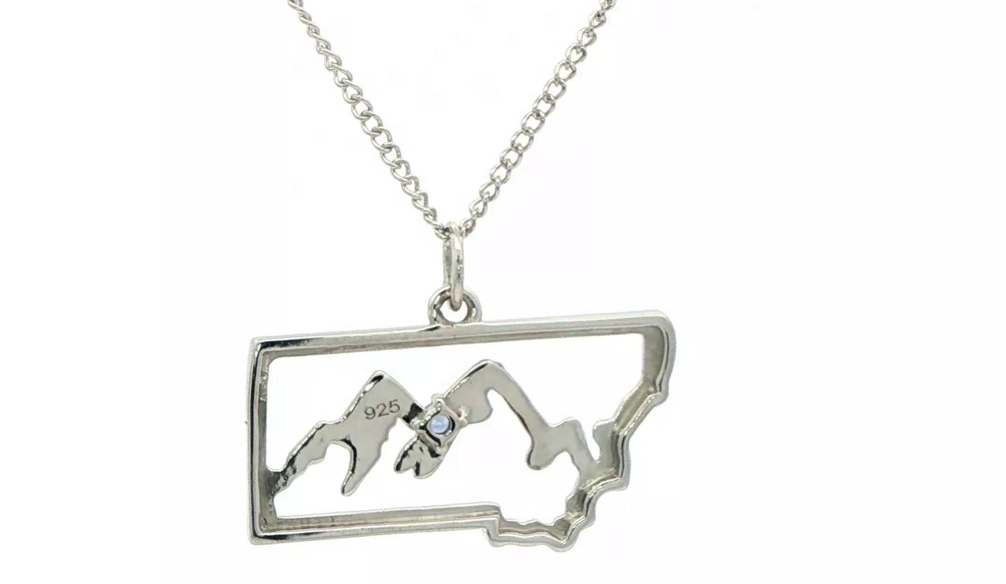 Montana Mountain Range Charm Necklace with Montana Yogo Sapphire in Sterling Silver (0.05cts) back