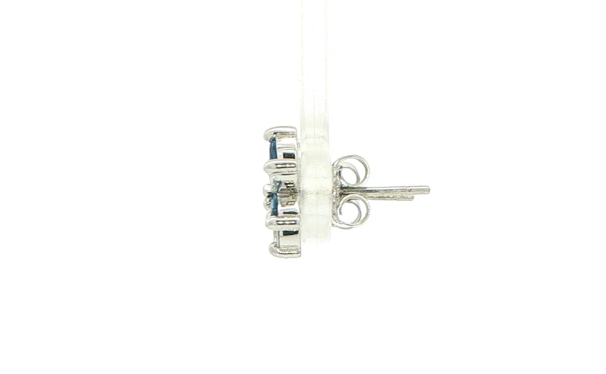 Montana Yogo Sapphire and Diamond Floral Cluster Stud Earrings in White Gold (0.90cts TWT) side