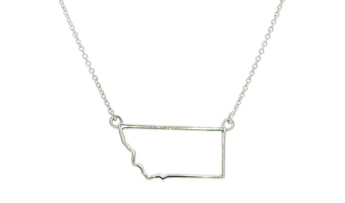 content/products/Estate Piece: Montana State Outline Necklace on Split Chain in Sterling Silver